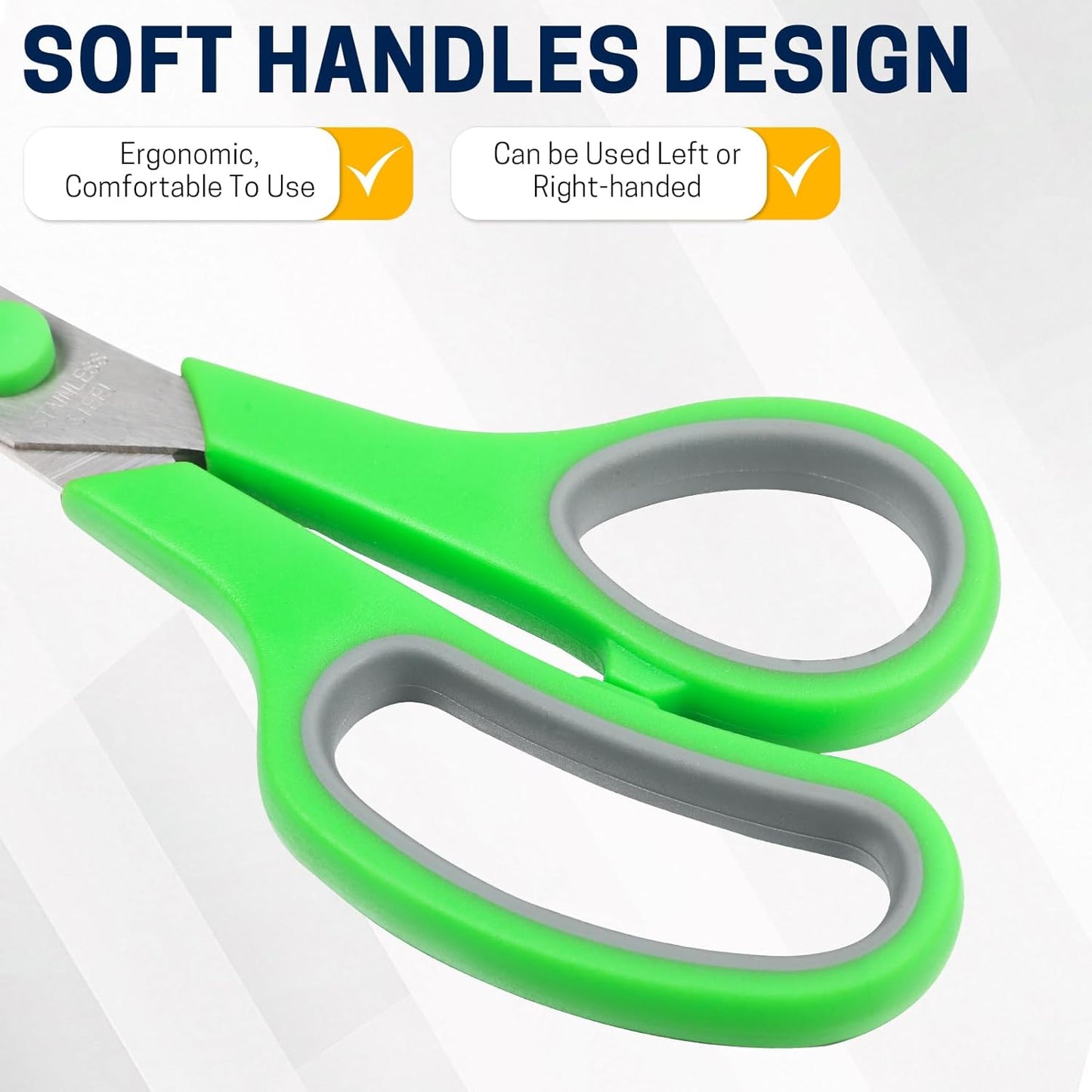 8" 10 Pack All Purpose Heavy Duty Scissors- Comfort-Grip Sharp Scissors for Office School Sewing Fabric Craft High/Middle School Student Teacher Scissor, Right/Left Hand