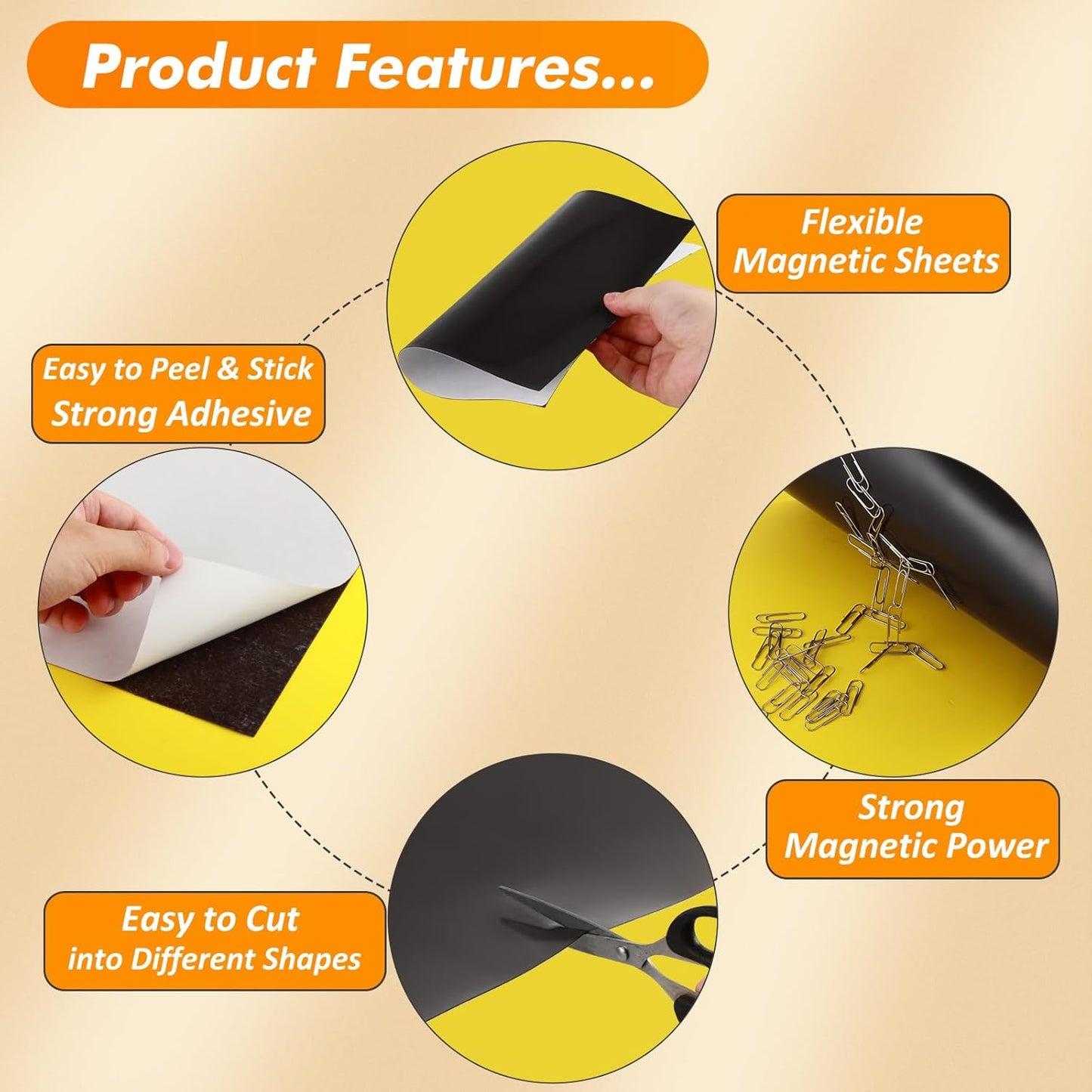 Adhesive Magnetic Sheets 8 x 10 Inch, 12 Packs Magnetic Sheets with Adhesive Backing - 0.5mm Thickness Flexible Magnet Sheets for Dies Storage, Craft Projects, Photos, School, Office