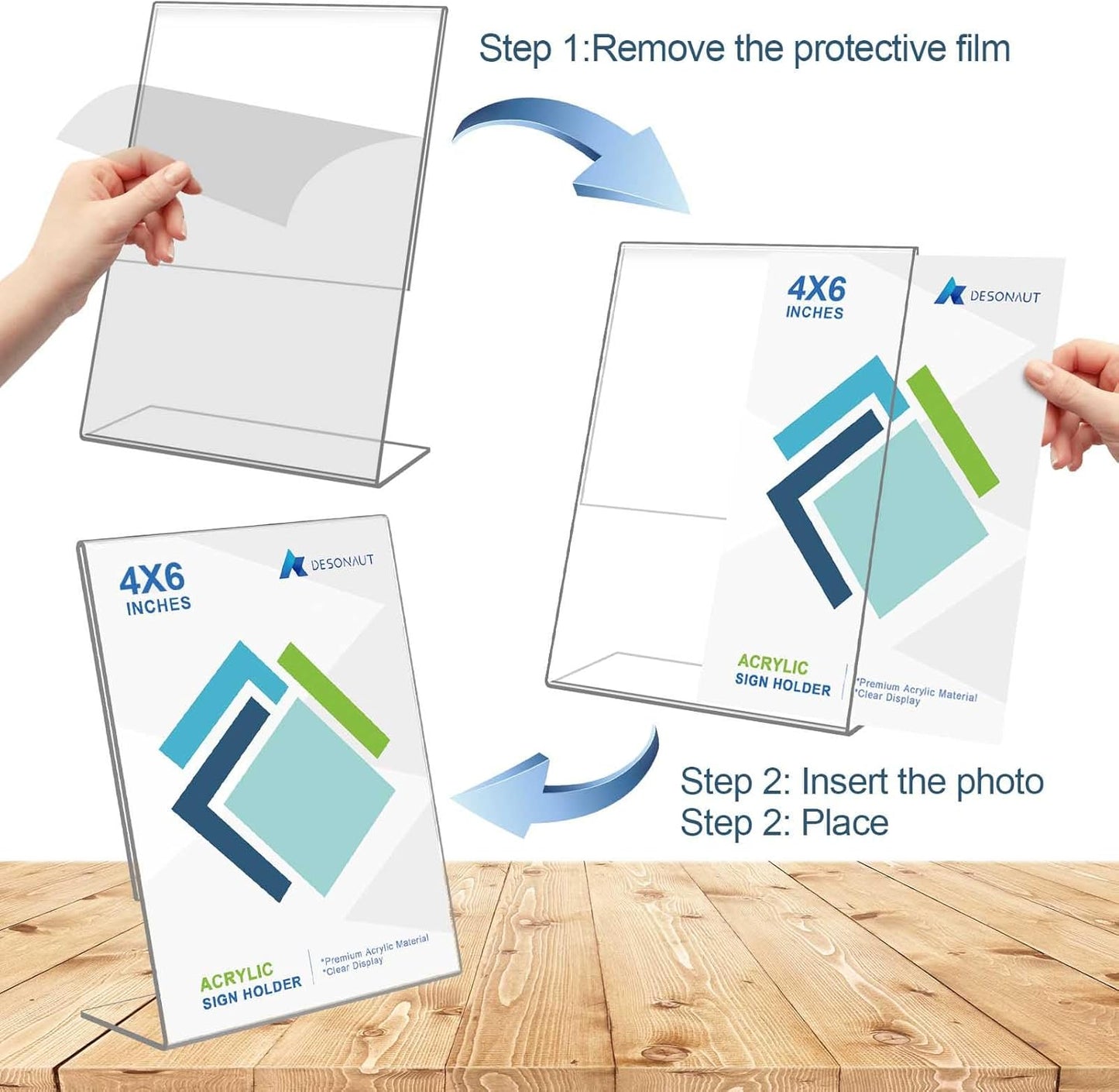 8Pack Slanted Back Acrylic Sign Holder 4 x 6Inches，Clear Plastic Sign Holder Paper Photo Display，Menu Table Top Desktop Stand，Clear Picture Frame，Flyer Holder(Vertical)