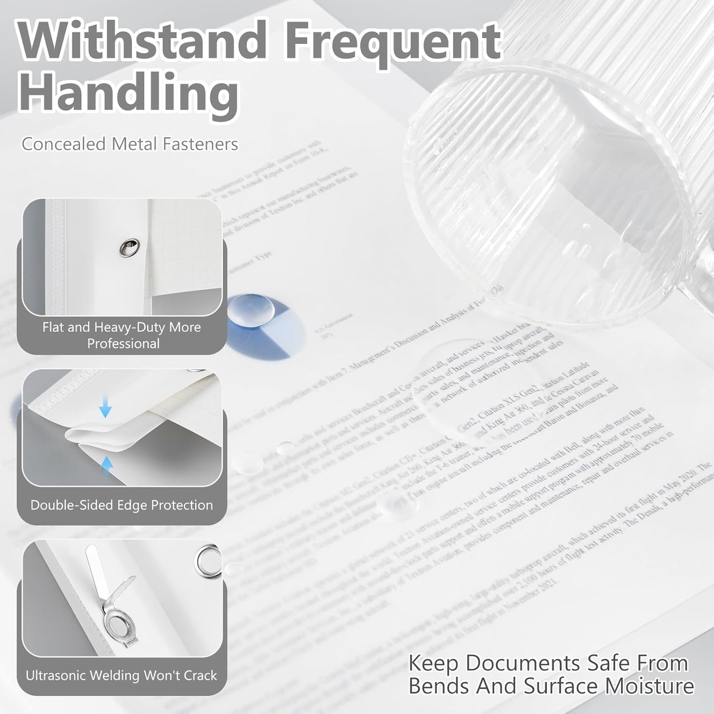 48 Pack Plastic Report Covers with 3 Prongs Presentation Folders Bulk, 100 Sheet Capacity, Clear Front Report Covers for Presentation Document Paper School Office Supplies (White)