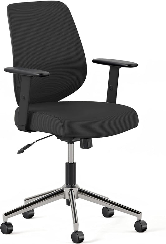 Branch Daily Chair - Computer Office Chair with Swivel, Lumbar Rest, and Adjustable Armrests - Sustainable, Stylish Mesh, & Adjustable Armrests - Comfortable Seating for Improved Posture - Black