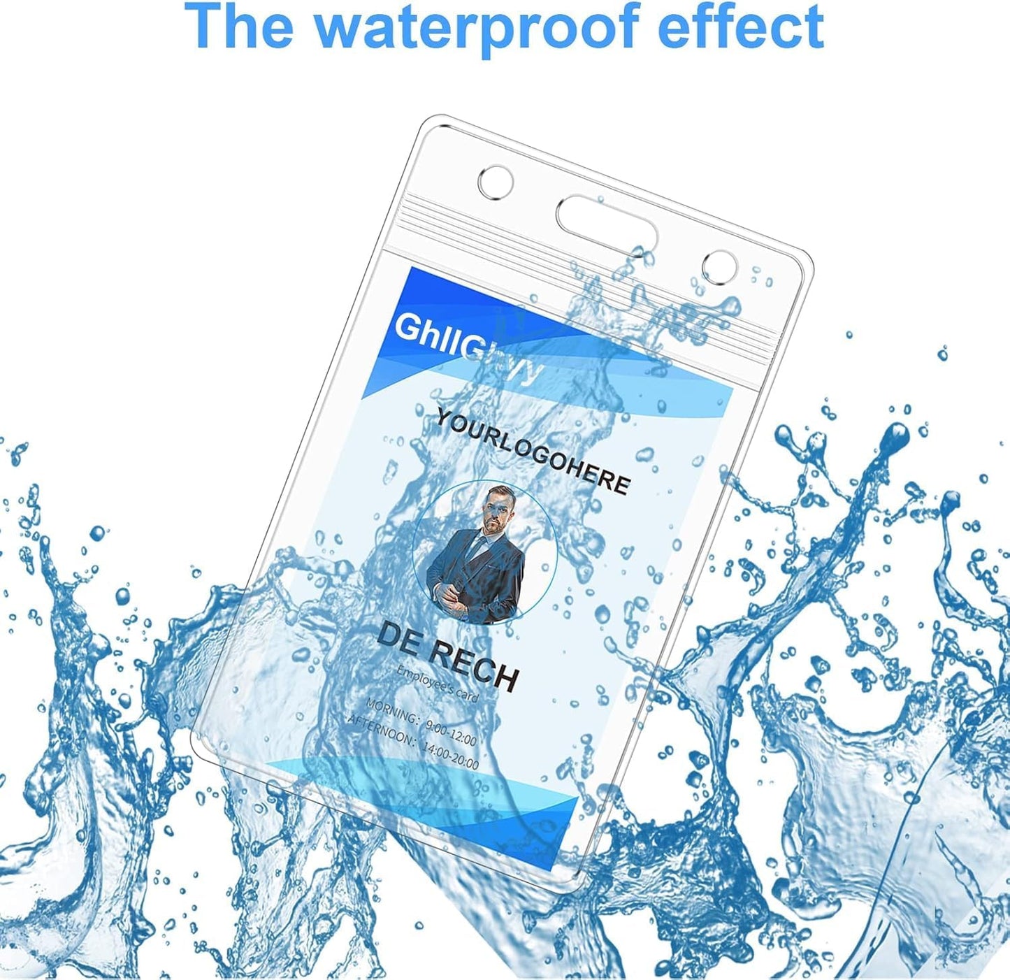 10 Pack Extra Thick Name Badge Holders, Heavy Duty & Sealable Waterproof Vertical ID Badge Holders, Durable Clear PVC Plastic Badge Sleeve for Credit Card/Shcool Work Badge/Room Key/RFID