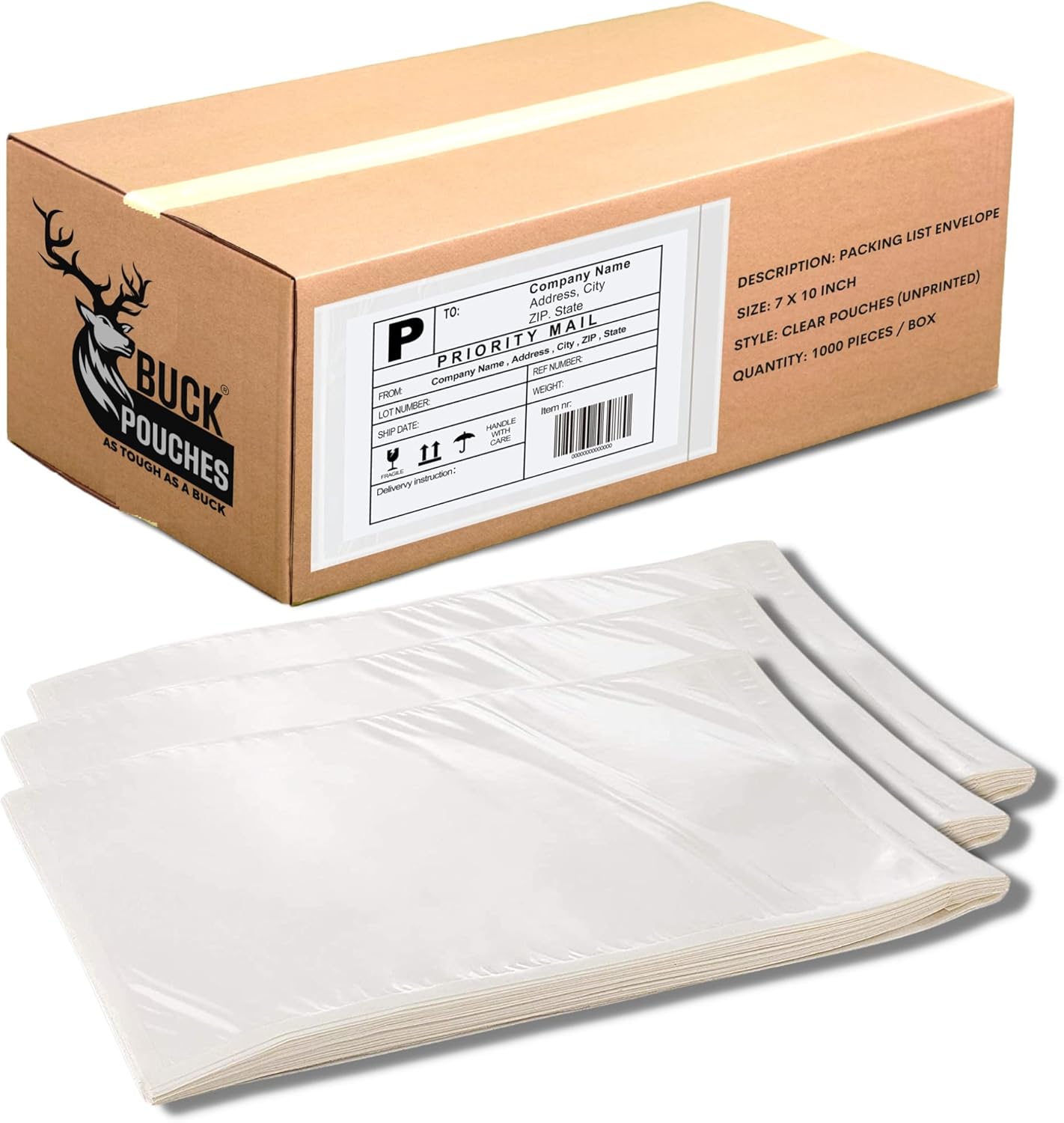 500 Pack 7"x10" Shipping Label Sleeves – Clear Self-Adhesive Packing Slip Pouches, Waterproof Packing List Envelopes – Ideal for Shipping Documents, Mailing Labels, Invoices & Packing Slips