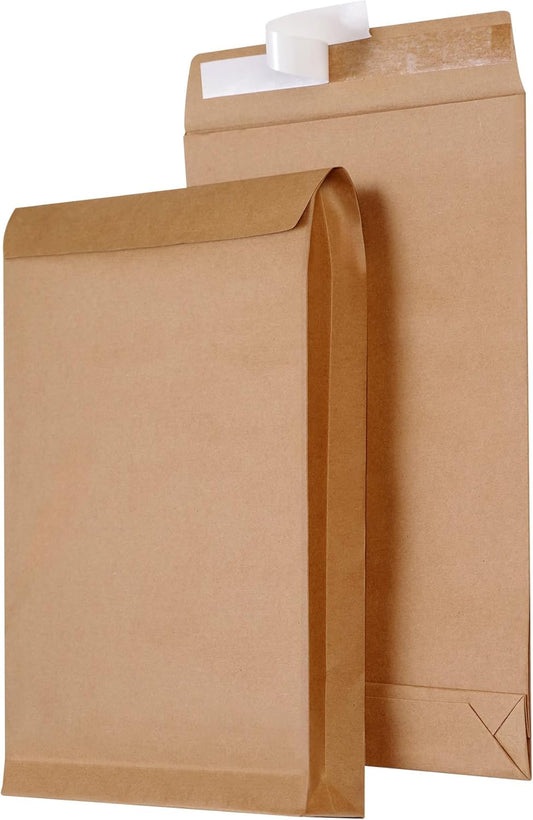 9.4" x 13.2" Expandable Envelopes Large Kraft Envelopes Anti Tear Catalog Envelopes Peel and Seal for Home Office Business Storage and Organizing, Photos, Documents (25 PCS)