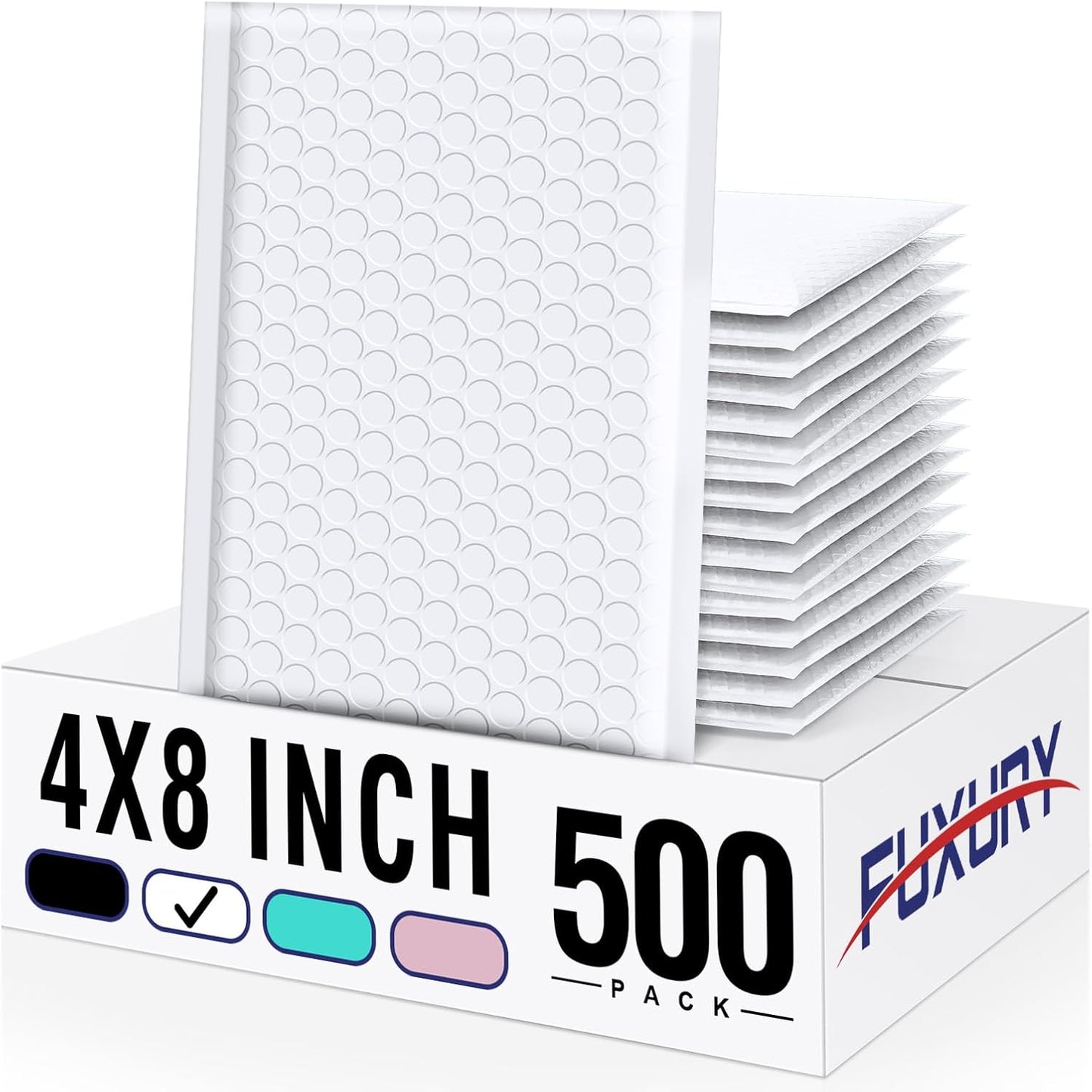 Fuxury Bubble Mailers 4x8 Inch 500 Pack Padded Envelopes Usable Size 4x7" Thick Mailing Envelopes Bubble Opaque Padded Mailers Shipping Bags for Mailing Jewelry Makeup Small Business White