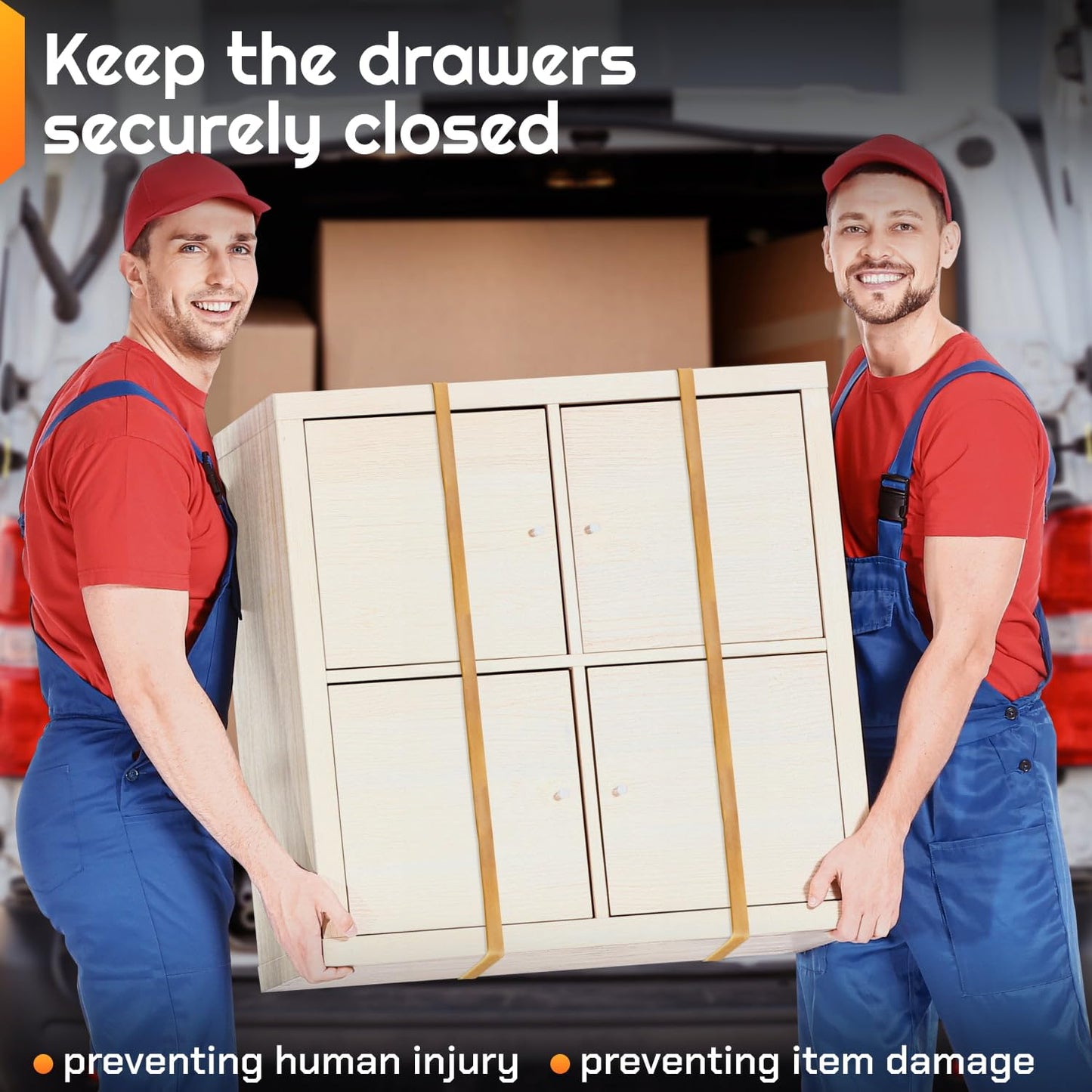 IDL Packaging 56" Strong, Elastic & Flexible Rubber Bands, Pack of 96, Beige - 2X Elasticity, 80% Natural Rubber - Extra Strong Mover Bands for Furniture, Boxes, Moving Blankets