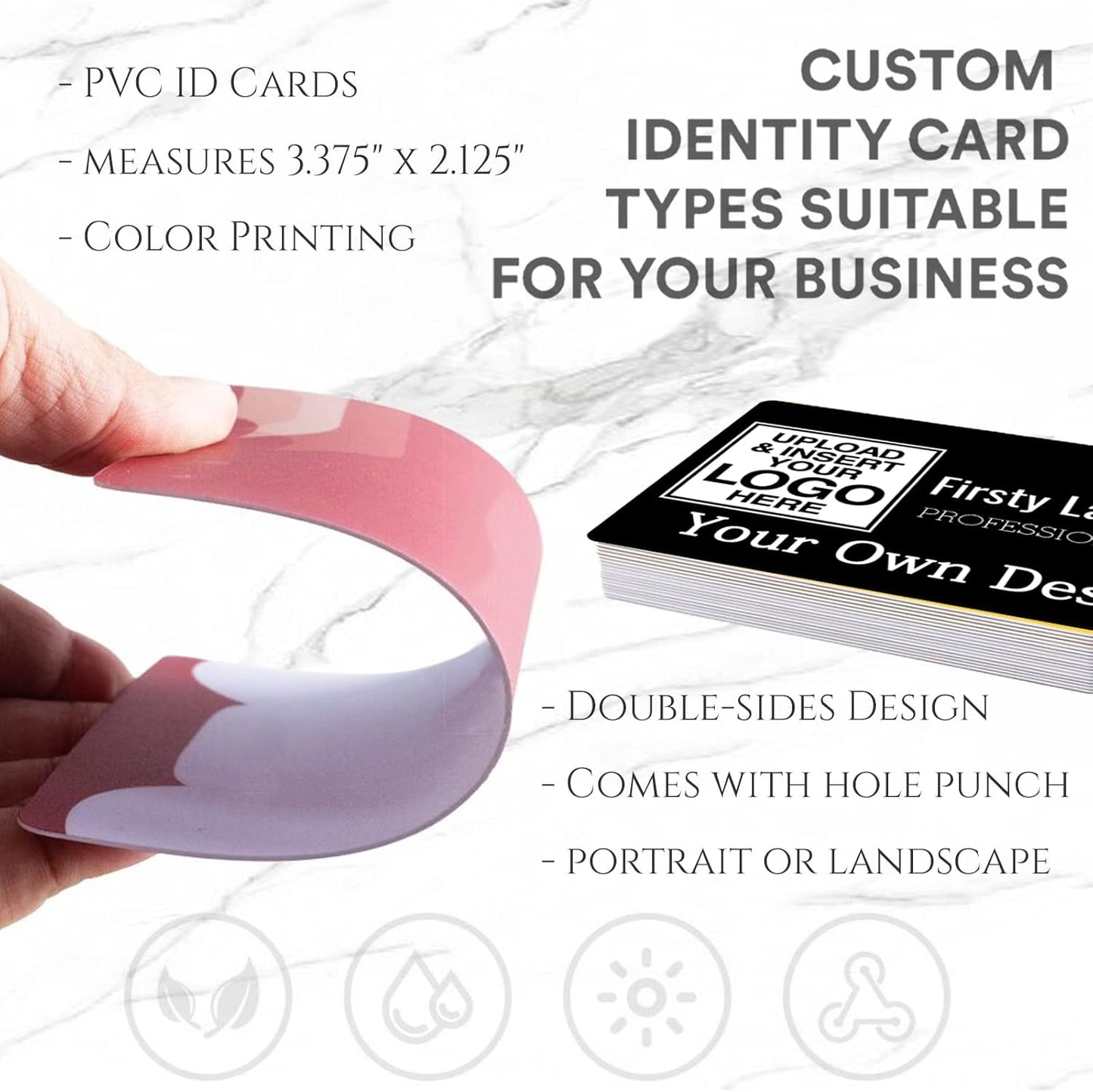 Custom Id Badge, Personalized Employee Photo Identification Card with Lanyard, Durable ID Card for Office Worker Doctor Nurse Student-Horizontal-Template1