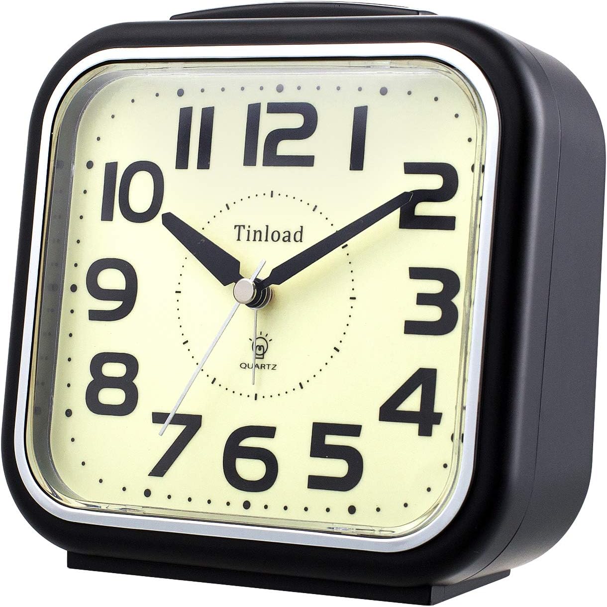 5.5" Large Analog Alarm Clock Silent Non Ticking, Glow in Dark dial, Gentle Wake, Beep Sounds, Increasing Volume, Battery Operated Snooze and Manual Light, Easy Set (Best for Elder)