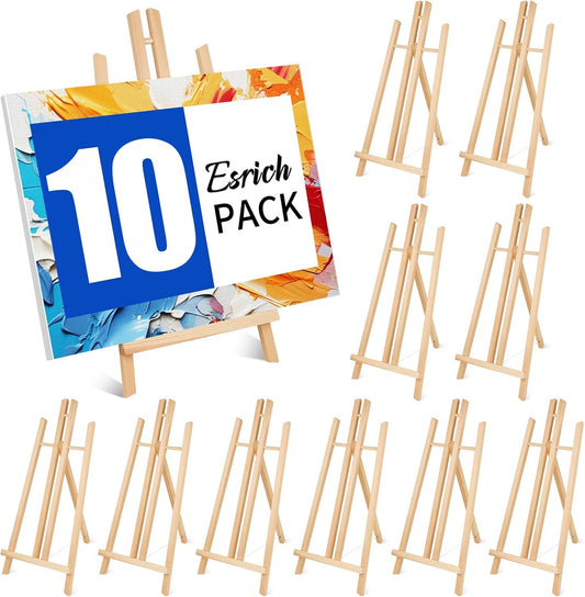 ESRICH 10pcs 17 Inch Tabletop Easels,Wood Easel for Painting,Tripod, Painting Party Easel, Kids Student Desktop Easel for Painting,Paint Easel for Canvas Painting