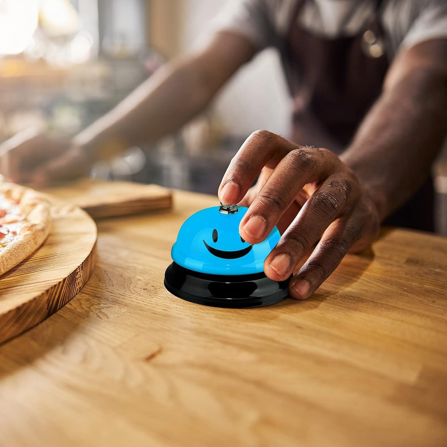 Hotop 3 Pcs Desk Bell for Service Funny Front Desk Smile Face Metal Ringer Call Bell for Kitchen Hotel Restaurant Classroom(Smile Face,Red, Yellow, Blue)