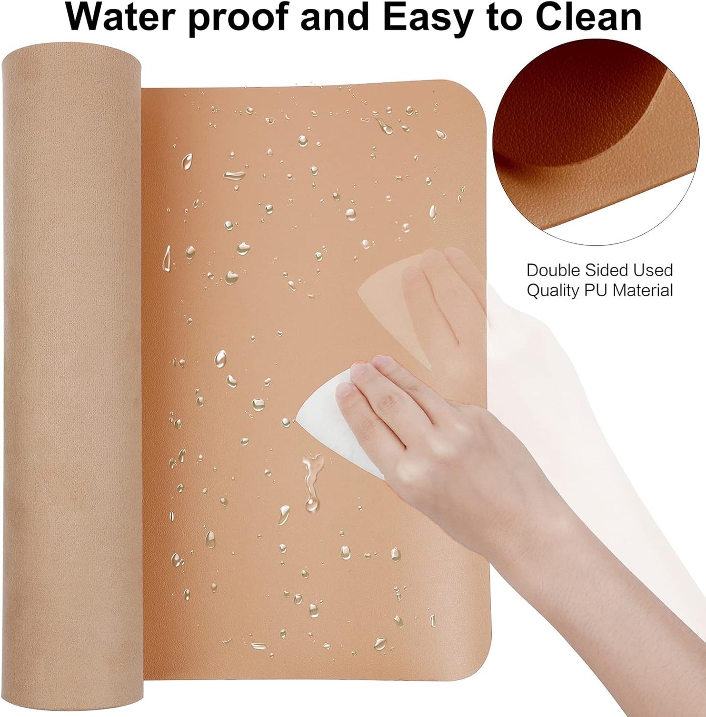 Boutilon Leather Desk Pad Protector,Non-Slip Mouse Pad,Laptop Desk Pad,Office Mouse Mat,Waterproof Leather Desk Blotter,Desk Writing Pad for Office and Home (M-Orange Pink,30"x14")