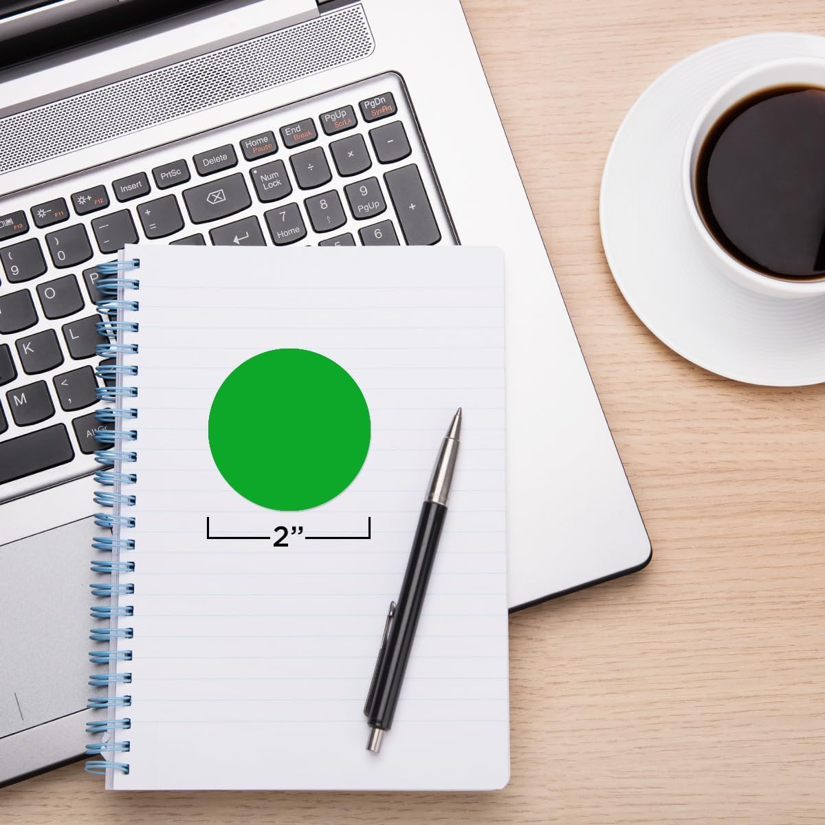 ChromaLabel 2 Inch Circle Sticker Labels, Easy to Write On Round Colored Stickers, Permanent Adhesive Labels - 500 Sticky Dots per Roll, Green Stickers