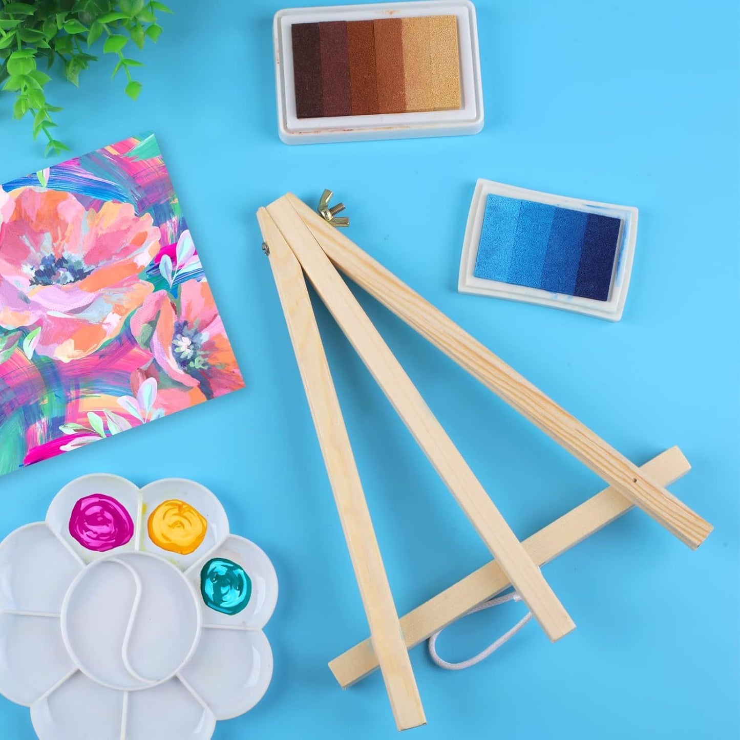 26 Pack 9 Inch Wood Easel, Painting Party Easel, Kids Student Tabletop Easels for Painting, Portable Canvas Photo Picture Sign Holder Tripod Painting Easels for Art & Crafts
