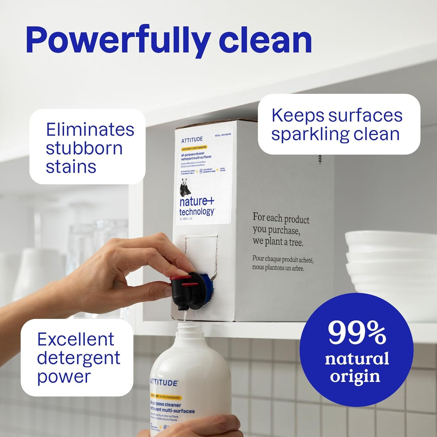 ATTITUDE All Purpose Cleaner Spray, EWG Verified, Vegan, Made with 94% Plant-Based Ingredients, Streak-Free for Kitchen, Bathroom, Glass & More, Citrus Zest, 27.1 Fl Oz (Pack of 3)