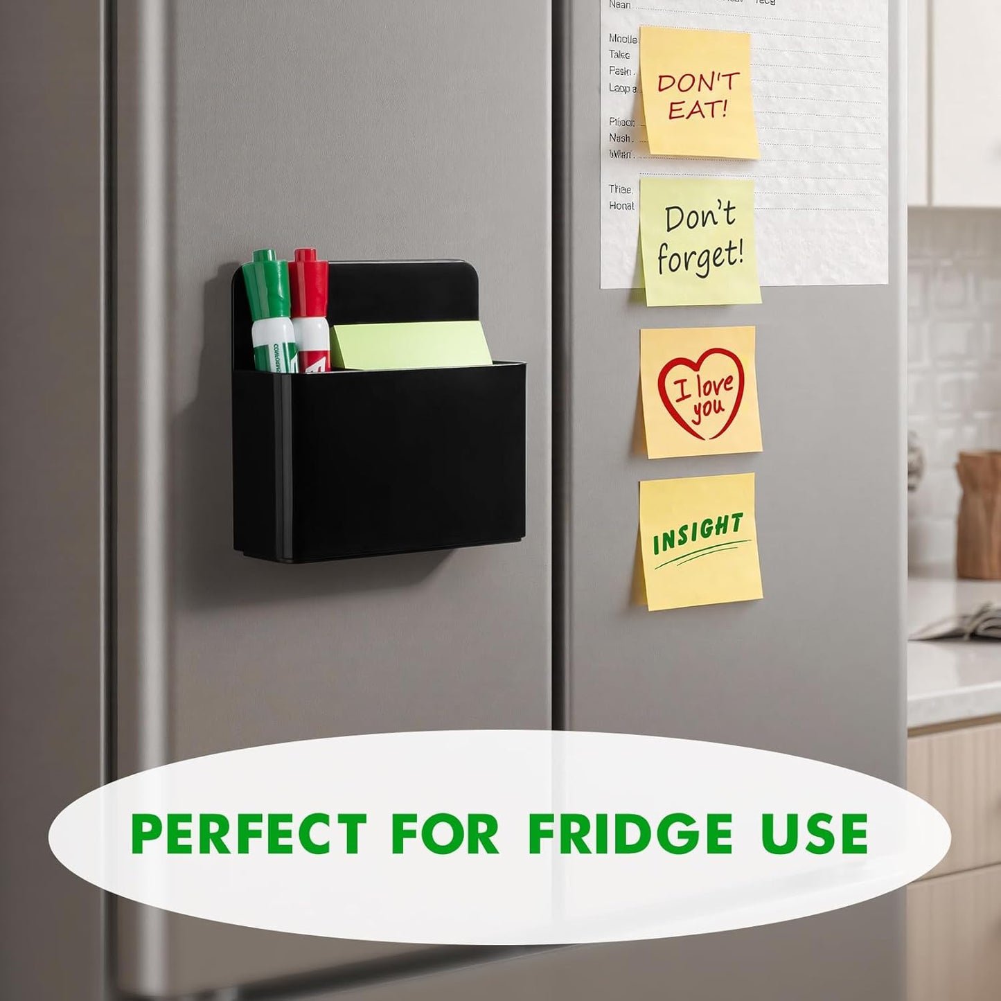 2 Pcs Magnetic Dry Erase Marker Holder for Whiteboard, Plastic Magnetic Pen Holder for Refrigerator Fridge, Magnet Pencil Cup for School Classroom, Locker Accessories, Pen Cup Organizer-Black