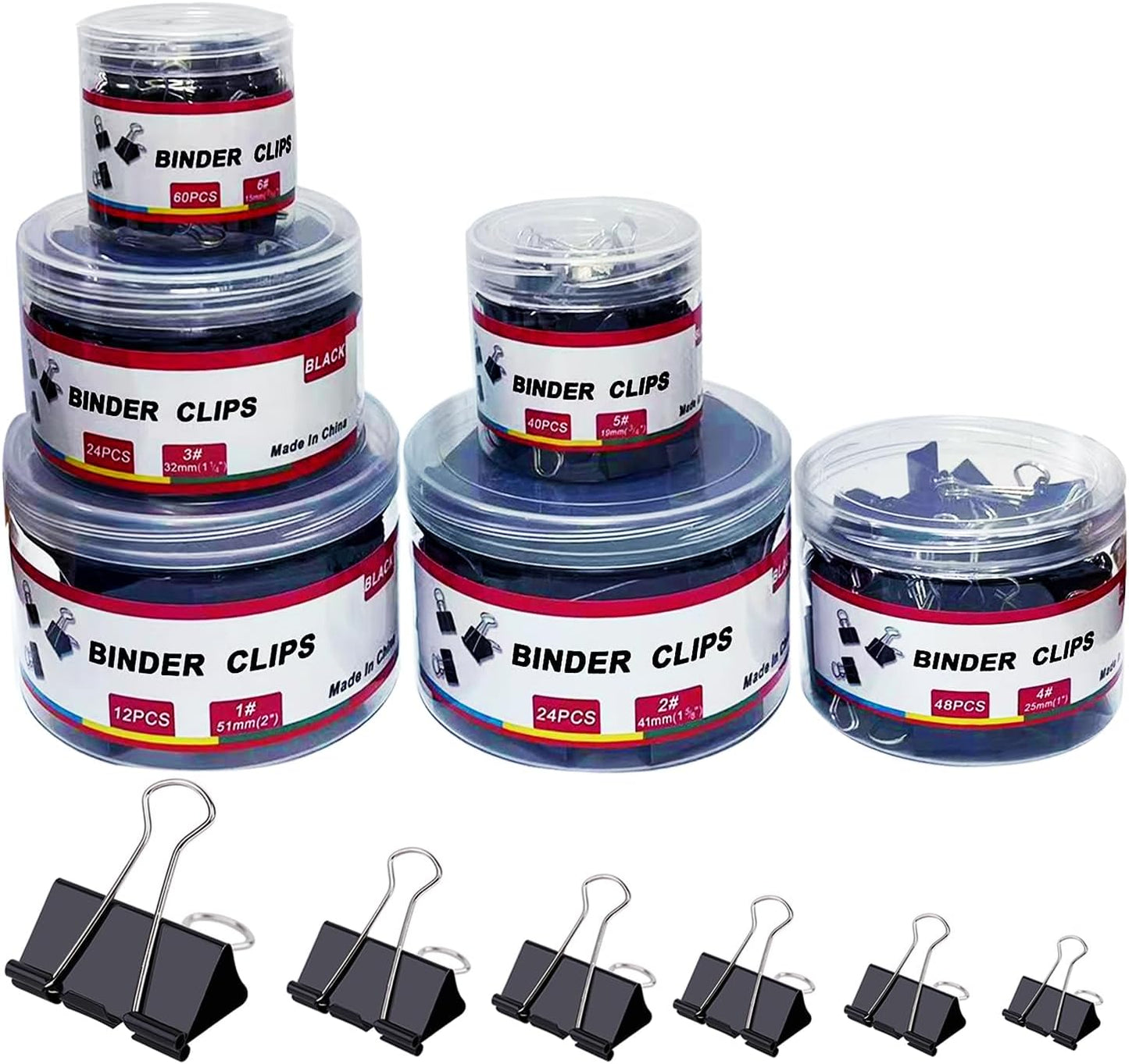 208 PCS Binder Clips Paper Clamps Assorted Sizes, Metal Paper Binder Clip, Black Binding Paperwork Clamp Bulk, Office Supplies for School Teachers