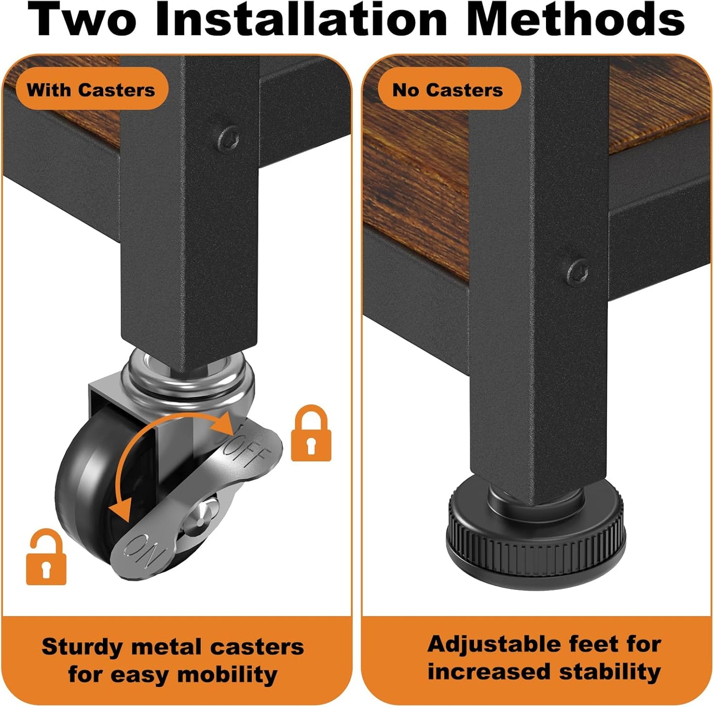 EasyCom 23.6''x18.9'' Extra Large Printer Stand with Drawer, 5-Adjustable Heights 3 Tier Table with Wheels, Rolling Printer Cart with Storage for Printer Scanner Fax Home Office Use