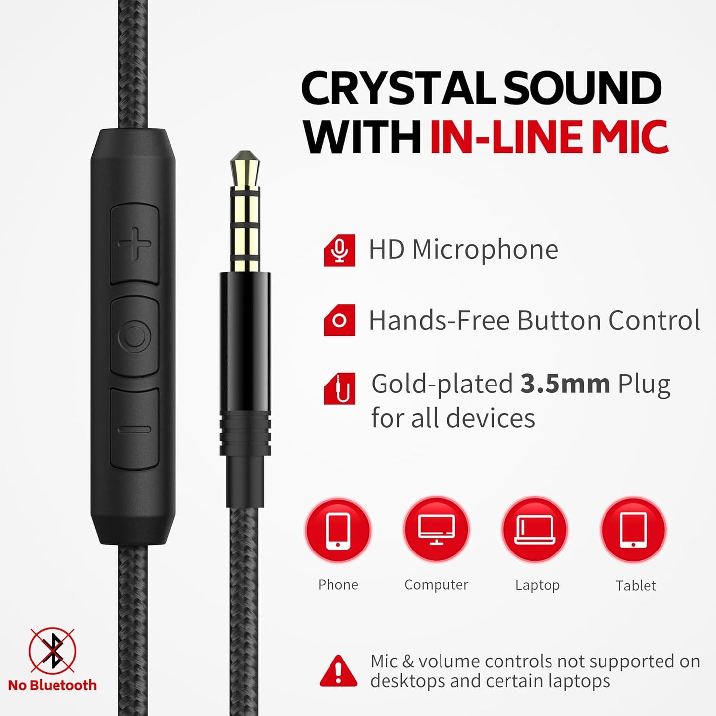 AC01 Headphones Wired Over Ear, Corded Stereo Headsets with Microphone Volume Control for Adults Teens Kids 3.5mm for Cellphones, Tablets, Laptop, Chromebook (Black Grey)