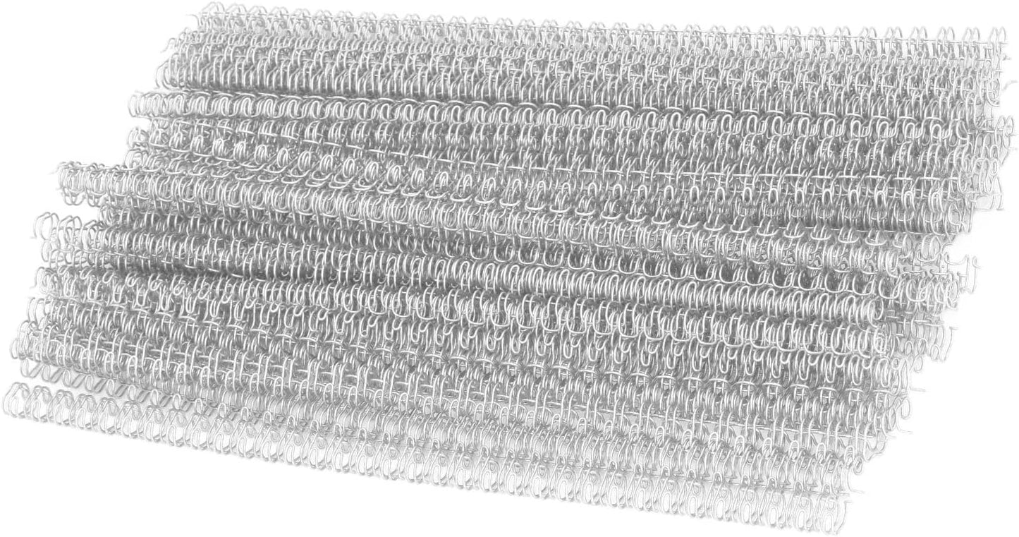 100 Pack Double Loop Wire Binding Spines, YolieraArt 1/4 Inch Spiral Binding Coils for Letter Size,Metal Bindings for Notebook Binder Machine (20 Sheet Capacity, 100P, 3:1 Pitch Twin Combs, Silver)