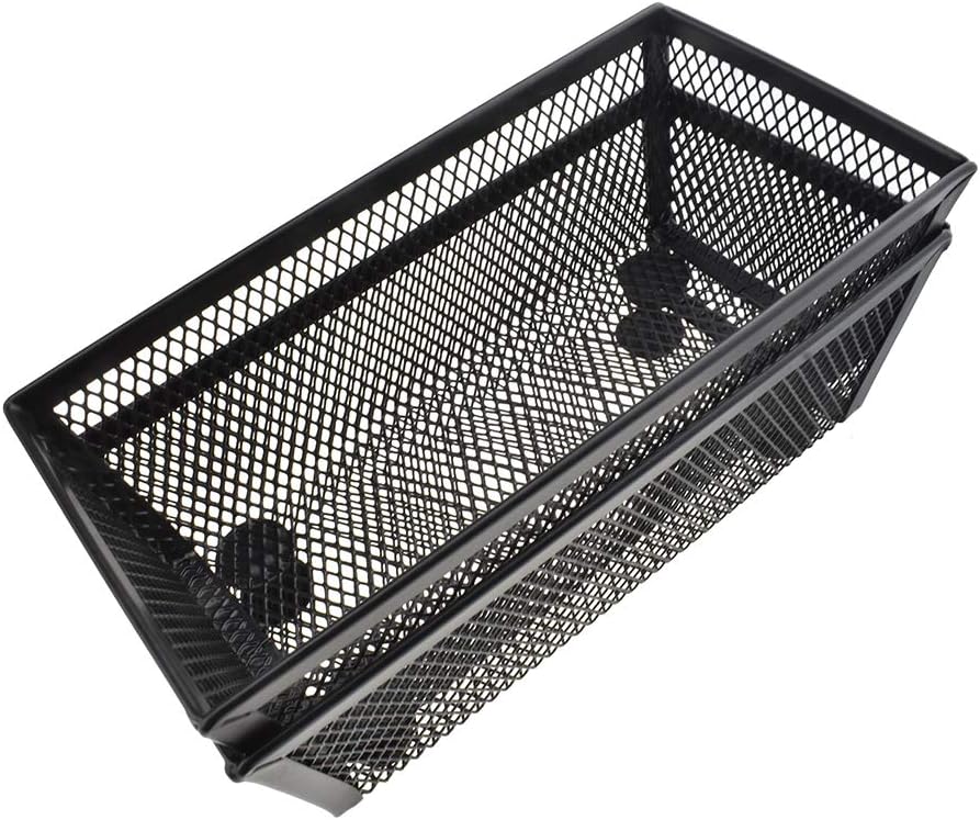 HAHIYO Stackable Mesh Tray Cup 6 x 3 x 2 inches Sturdy Container for Desk Drawer Organizer Collection for Home Office School kitchen Soft Foam Feet No Sharp Edges 2 Pack Black