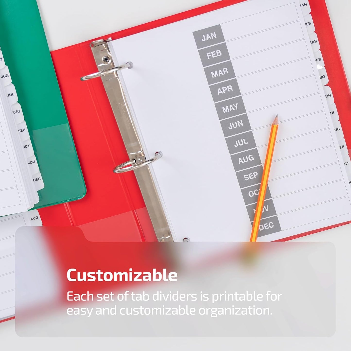 Davis Group Calendar Months January-December Index Tab Dividers for 3 Ring Binders, Customizable Table of Contents, 6 Sets