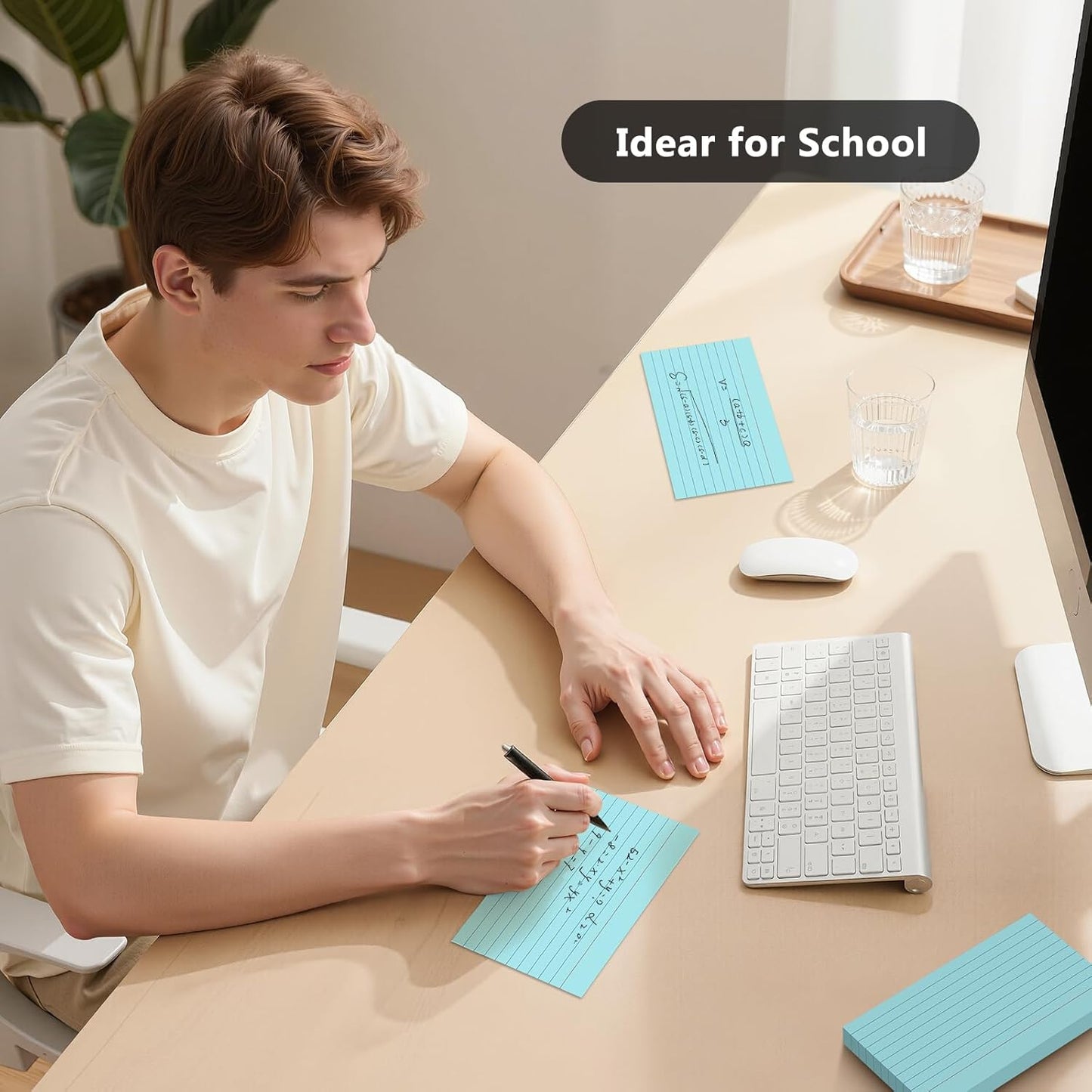 250 Count Index Cards 3 x 5 Inch, Heavyweight Colored Lined Note Cards Portable Ruled Flash Cards Perfect for Studying and Organizing, Note Taking Study Flashcards for Home, School and Office