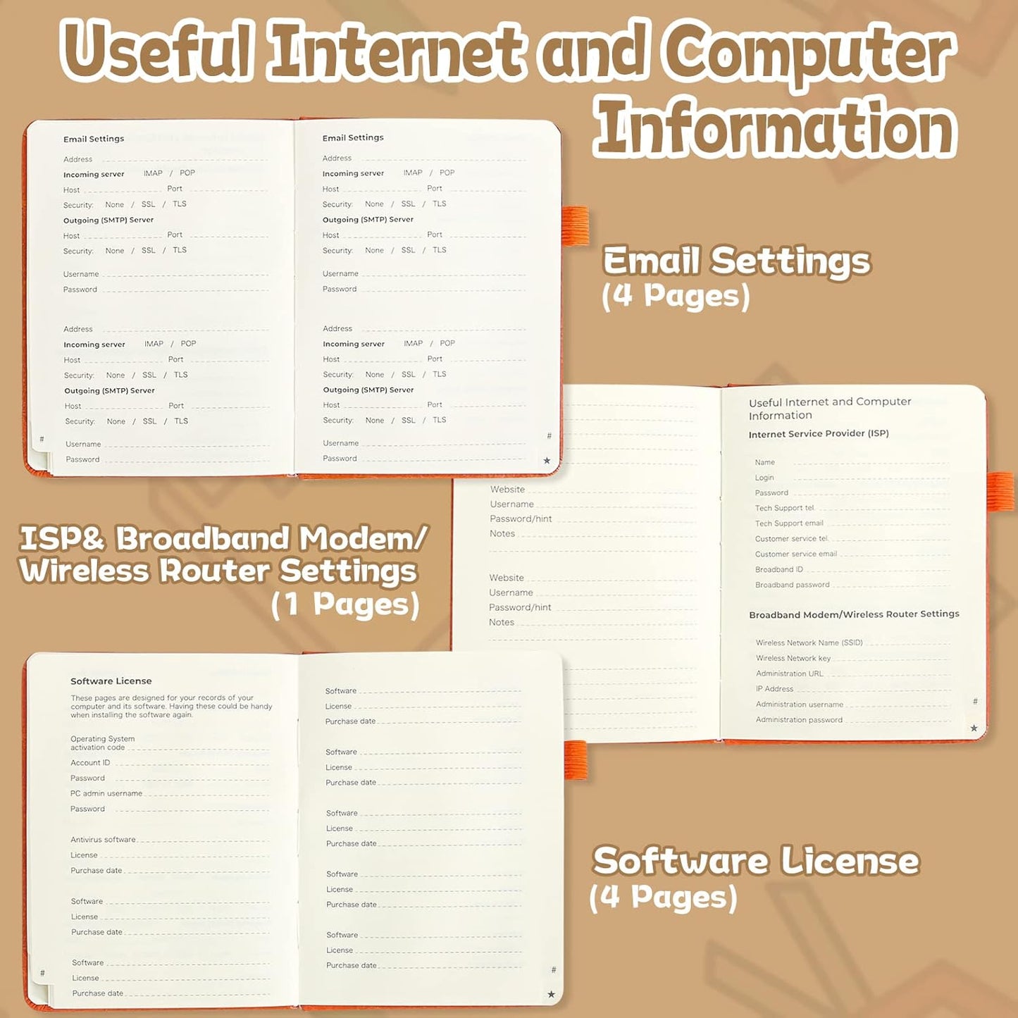 DAOFARY Password Book with Alphabetical Tabs - Small Password Keeper Book (5.6 * 4.3 in) with Inner Pocket, Hardcover Password Keeper Notebook for Log Internet Website Information (Dark Brown)