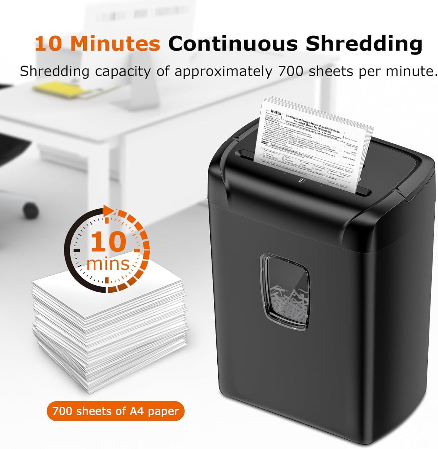 Bonsaii 12-Sheet Paper Shredder for Home Office Use, 10-Minute Cross Cut Shredder with 5.5 Gallons Bin, P-4 High Security Heavy Duty Office Shredder Shred CD/Credit Card
