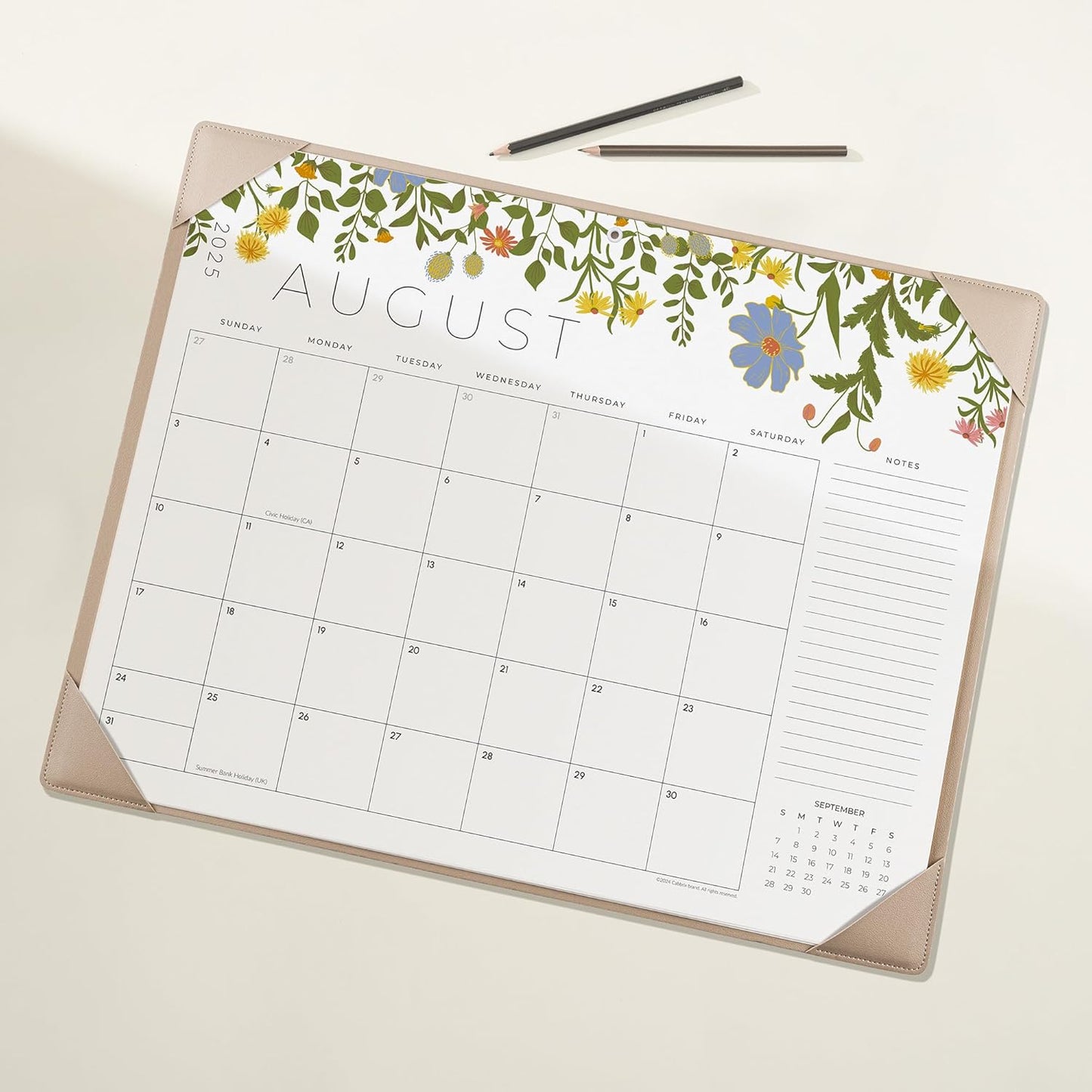 Desk Calendar 2025-2026 with Desktop Mat, Cabbrix Large Desk Pad Calendar 22 x 17 Inch Cover 12 Months Runs From July 2025 to June 2026, Floral Design Calendar 2025 for Home School and Office (Apricot)
