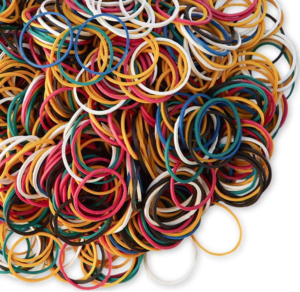 AMUU rubber bands 800 Pcs 2.5cm 1" Small Rubber Bands 6 colors Assorted Mixed Rainbow Colorful Rubber Bands for Office School Home Strong Elastic Band Loop Office Supplies