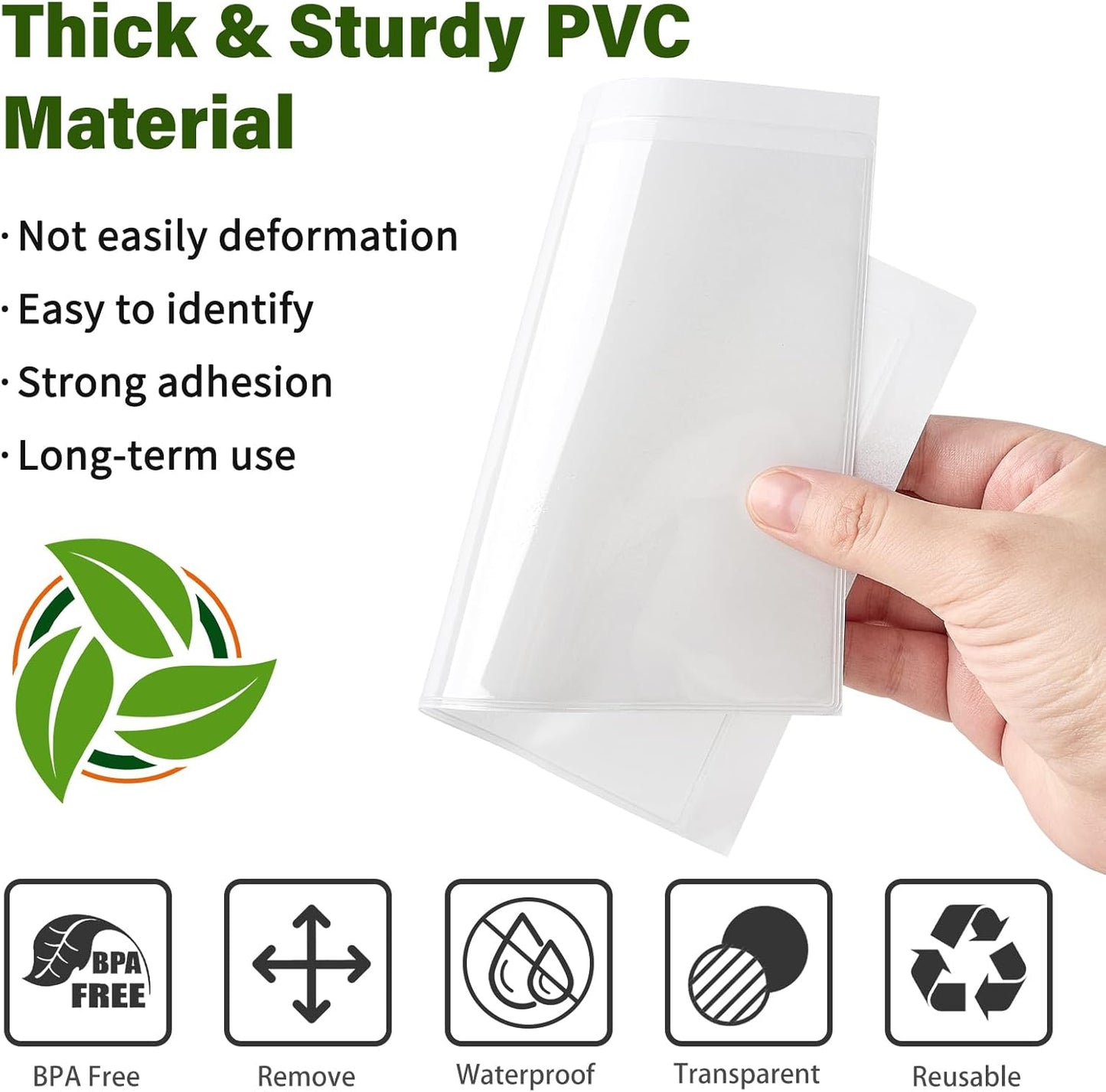 52 Pack Clear Adhesive 4" x 6" Index Card Pockets With Top Open, Plastic Card Sleeves Index Card Holder for Organizing Storage Bins, Library Cards, Notes, Drawer