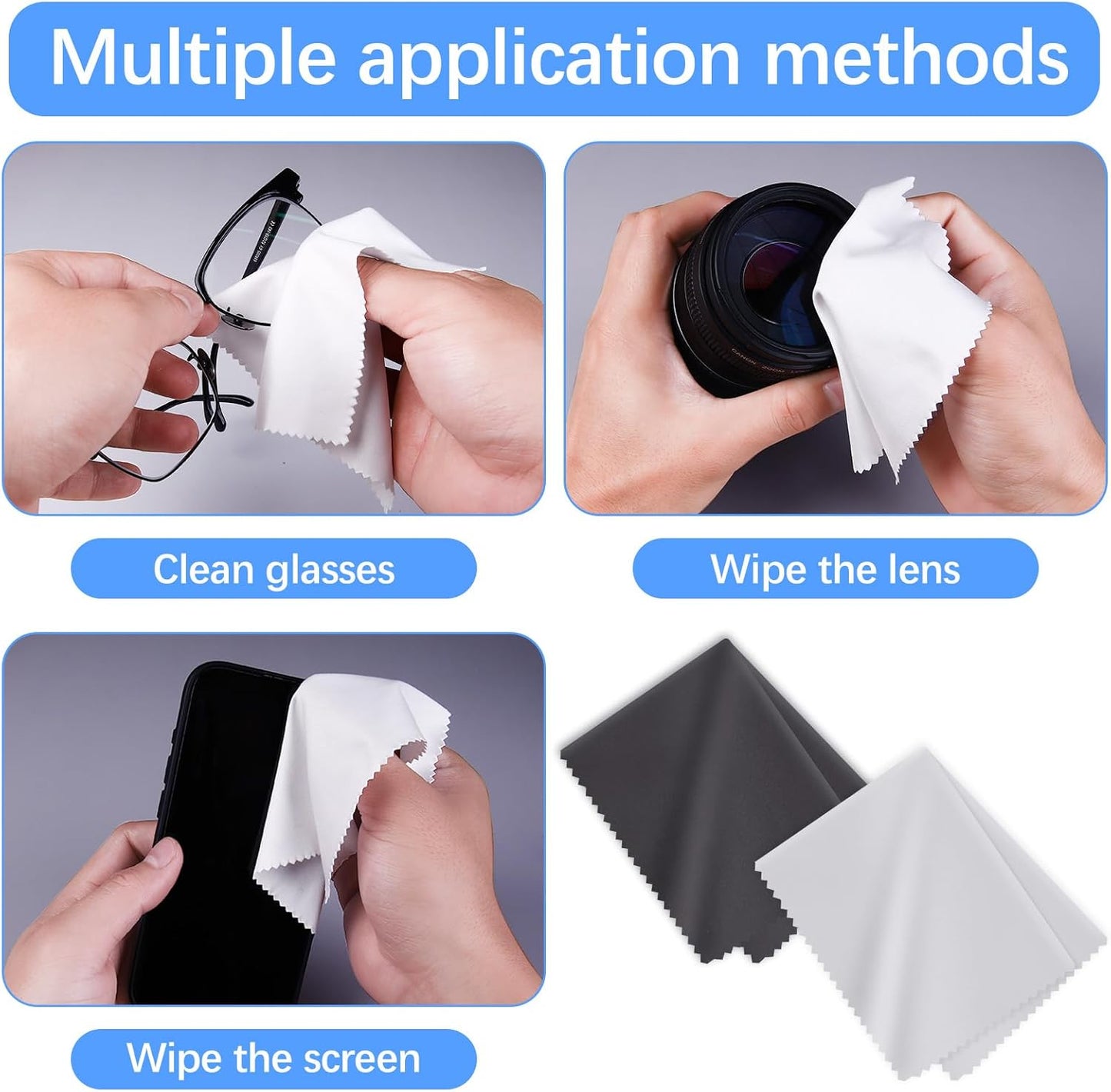 80 Pack Microfiber Cleaning Cloth for Glasses (6"x7"), Lens Cleaner Cloth Microfiber Eye Glasses Clean Cloths for Eyeglasses, Camera Lens, Sunglasses, TV Screens, Cell Phones and Laptops