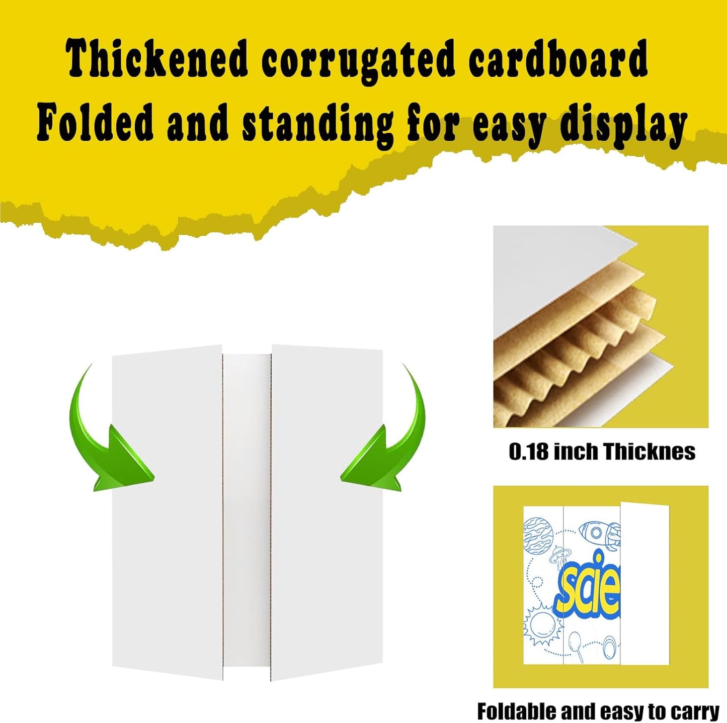 4 Pcs Small Trifold Poster Board, 21.7" x 14.2" Presentation Board, with Double Sided Tapes and Cardboard, White Corrugated Project Boards/Display Board for School Project/Science Fair Display Boards
