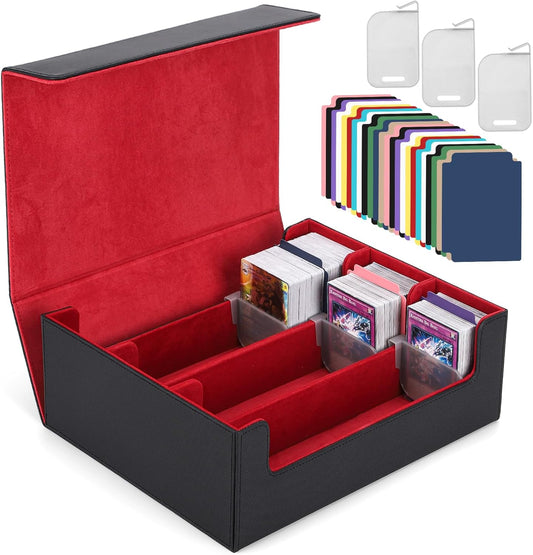 Card Deck Case for Trading Cards 1800+, MTG Card Storage Box, Leather Magnetic Closure Storage Box for Magic Commander, MTG, YuGiOh, PKM and Sports Cards