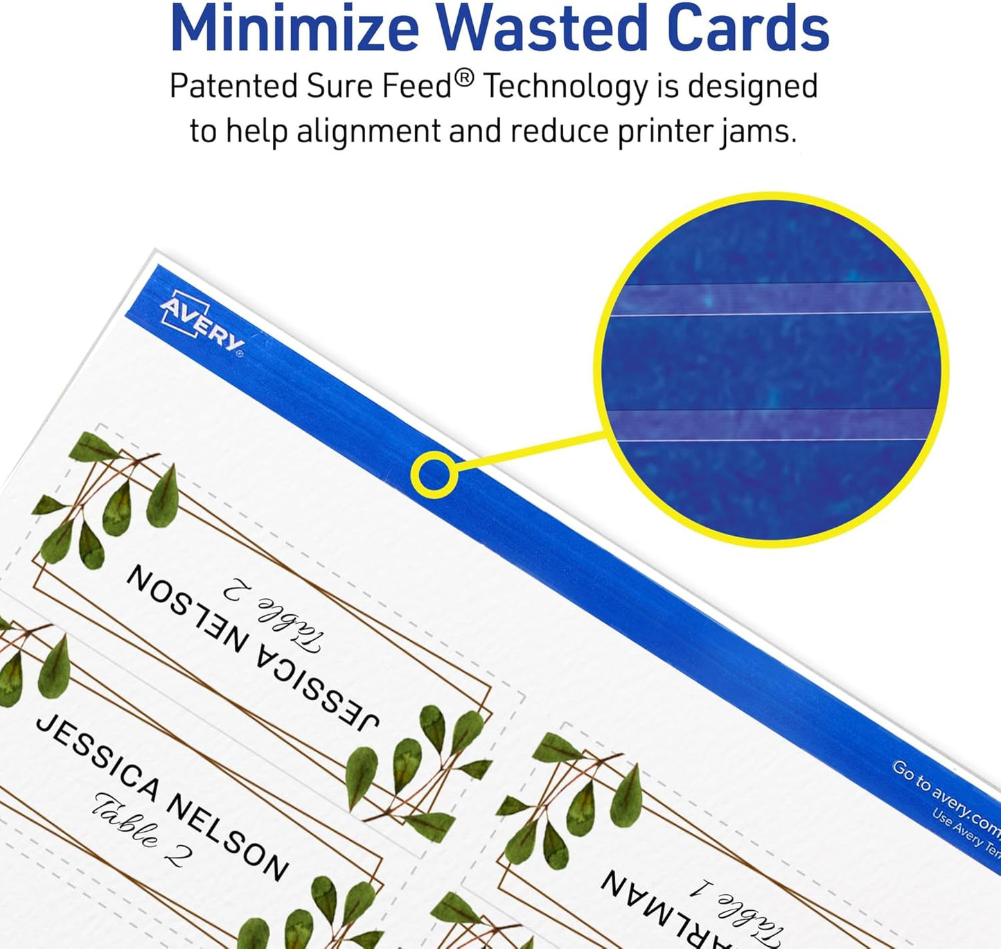 Avery Printable Place Cards with Sure Feed Technology, 1-7/16" x 3-3/4", Textured White, 150 Blank Tent Cards for Laser or Inkjet Printers (16109)