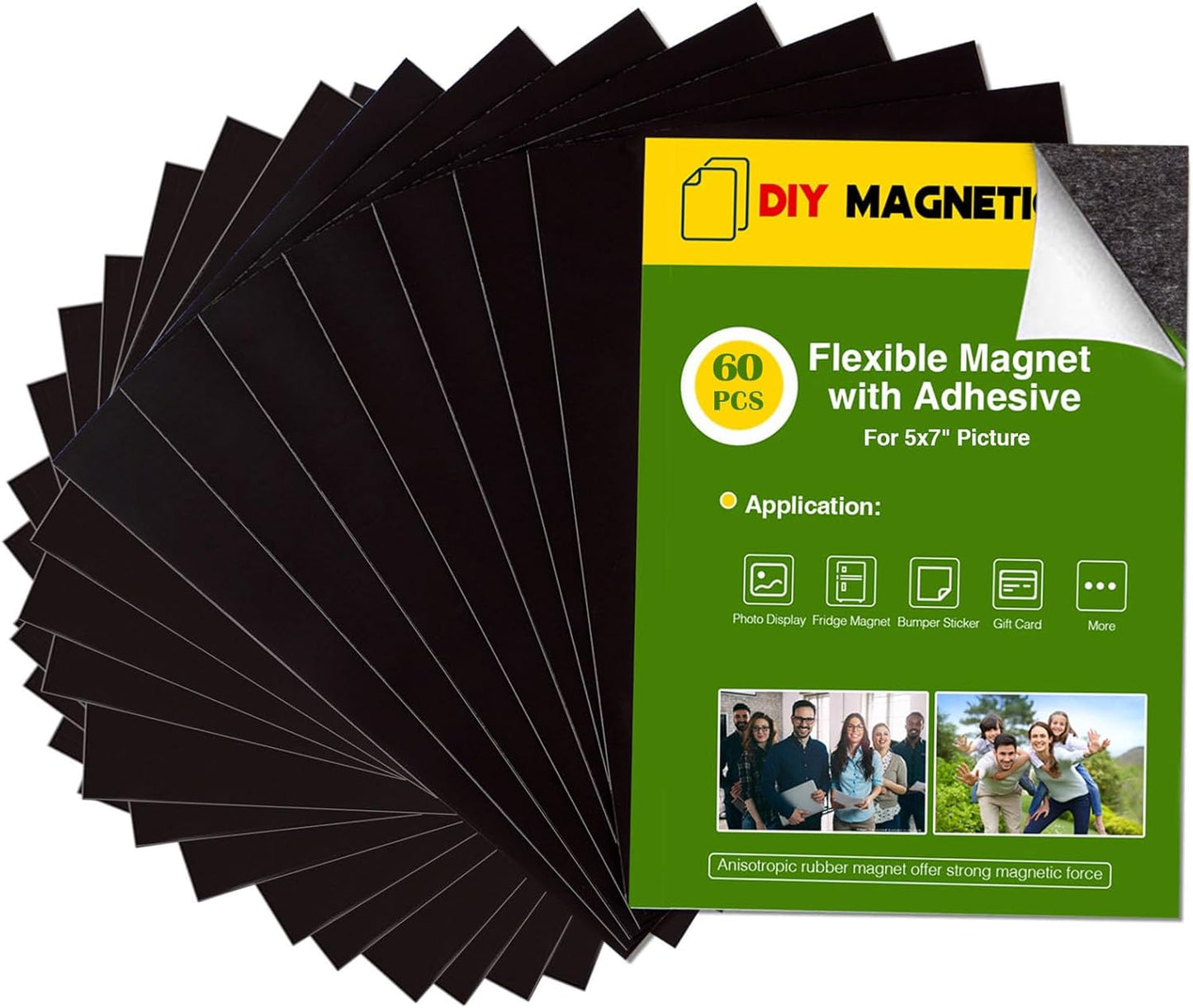 Adhesive Magnet Sheets for 5x7 Pictures(Pack of 60),Magnetic Adhesive Sheets,Photo Magnets for Home/Classroom/Fridge