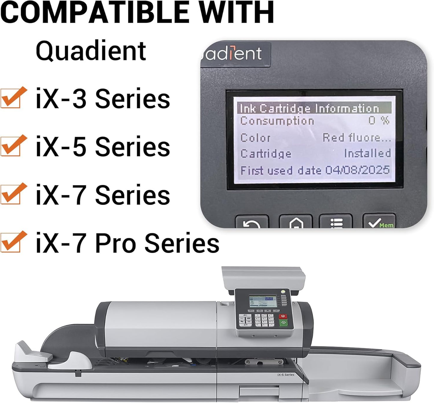 IXINK357 Ink Cartridge High Yield Replacement for Neopost Quadient Hasler IX-3, IX-5, IX-7, IX-7 Pro Series Franking Machine Fluorescent Red Postage Ink