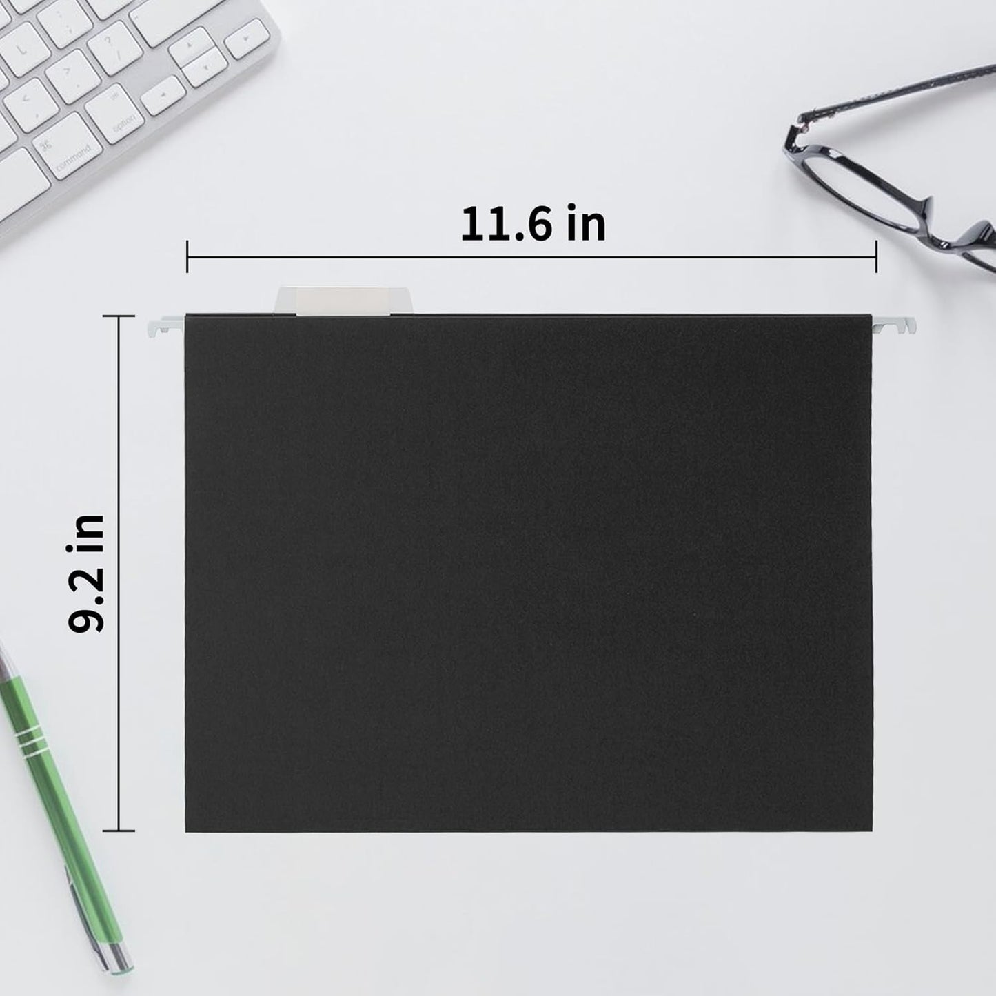 Black Hanging File Folders,50 Packs Letter Size File Folder,Designed for Bulky Files,Filing Cabinet,1/5 Adjustable Tabs for Office,School,Home