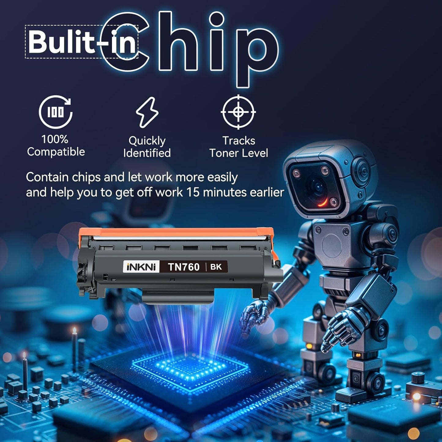 InkNI TN760 - Compatible Toner Cartridge Replacement for Brother TN-730/TN-760 730 TN-760 for MFC-L2710DW MFC-L2750DW DCP-L2550DW HL-L2350DW HL-L2395DW HL-L2370DW (4 Pack)