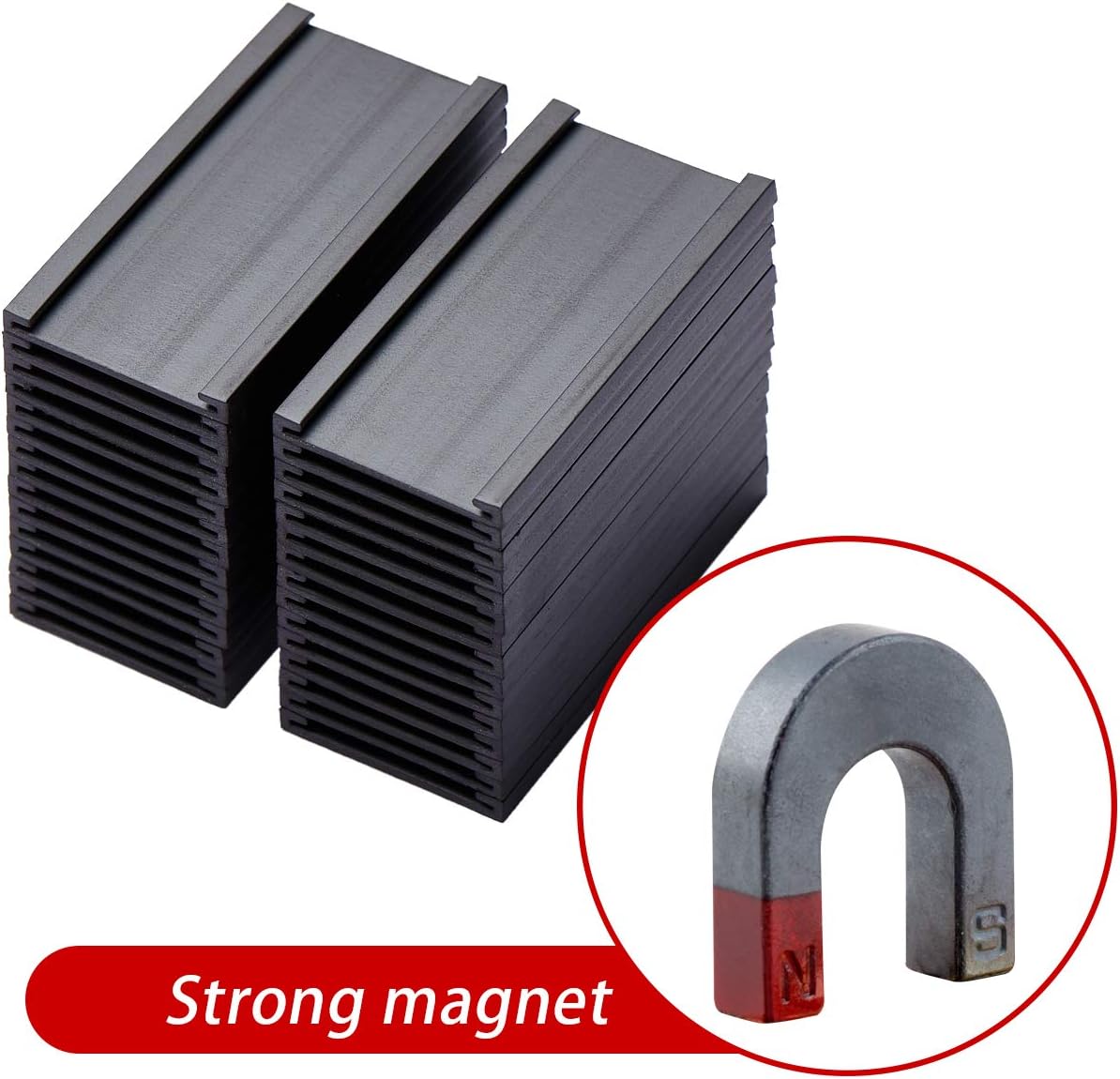 Eeoyu Magnetic Label Holders with Magnets Magnetic Data Card Holders with Clear Plastic Protectors for Metal Shelf, Whiteboard, Set of 50 (1 x 2 Inch)