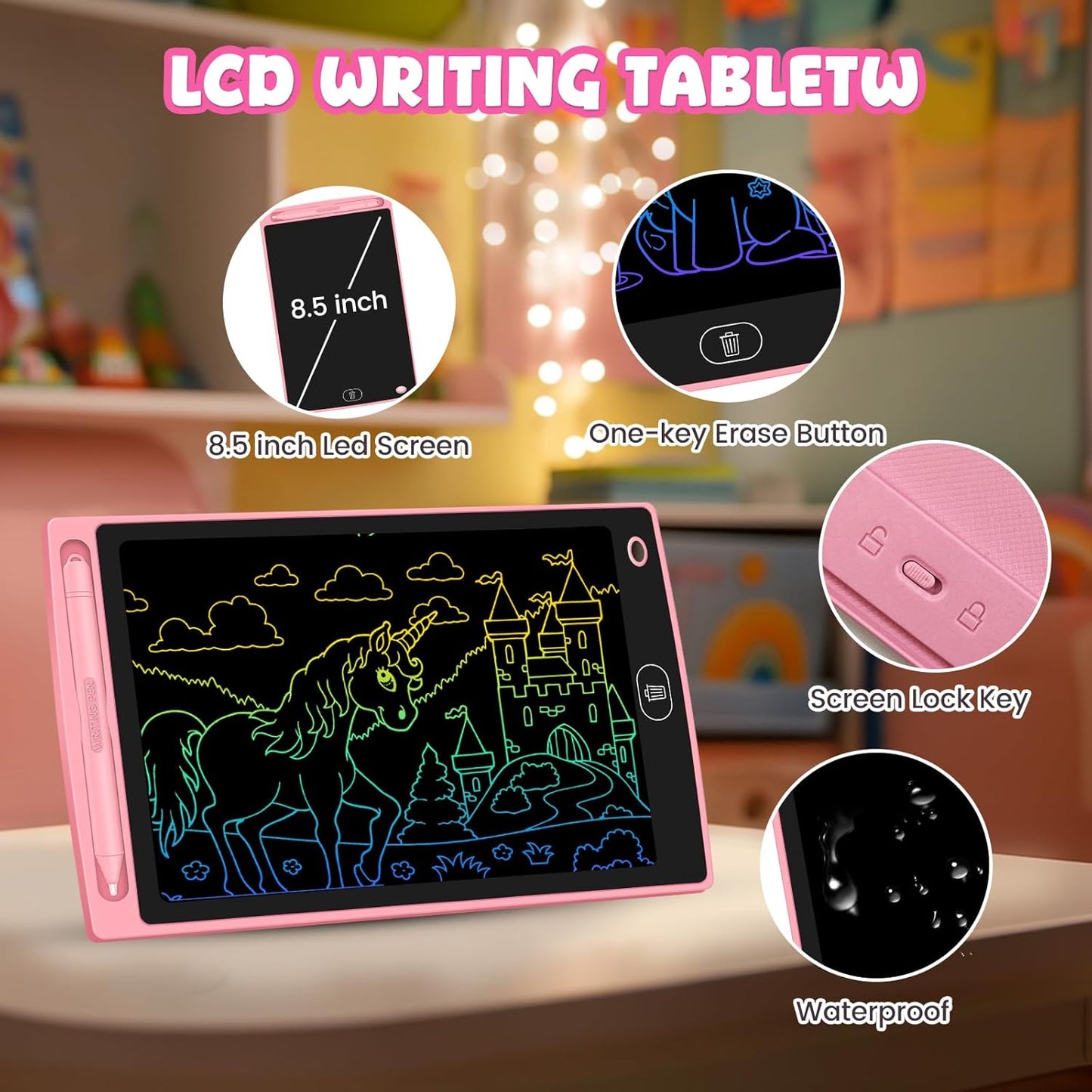 32 Pack LCD Writing Tablet for Kids - Erasable and Reusable Toddler Doodle Board in 8.5 inch, Ideal Drawing Pad for Learning Toy for Ages 3-8, Gift for Girls Boys