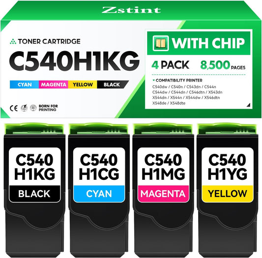 C540H1KG C540H1CG C540H1MG C540H1YG Toner Cartridges Set 4-Pack Compatible with Lexmark C540dw C540n C543dn C544n C544dw C544dn C546dtn X543dn X544dn/X544n X544dw X546dtn X548de X548dte Printer Ink