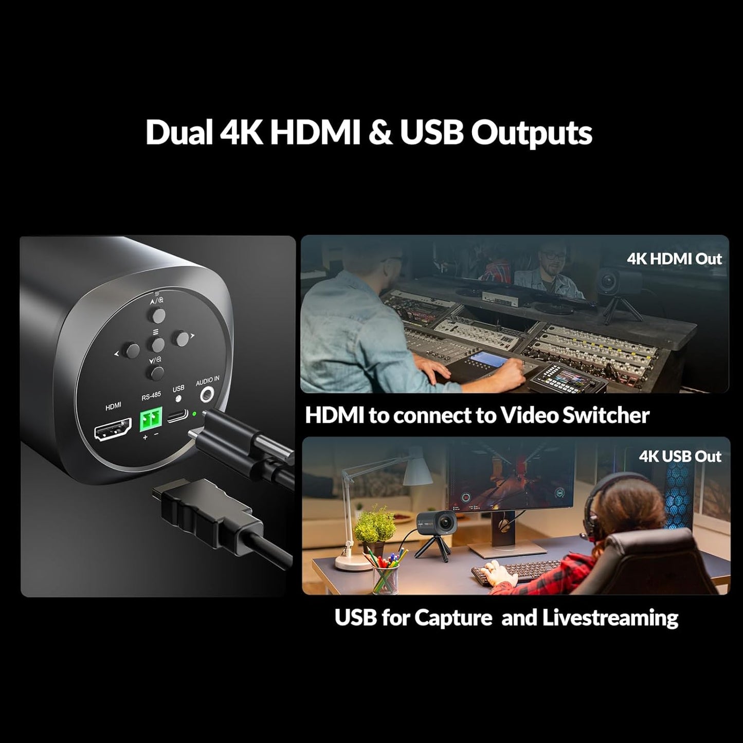 AVMATRIX Live Streaming Camera 10X Optical Zoom 75.4° Wide Angle ToF Auto Focus FHD 1080P 60fps Streaming Camera with USB3.0 & HDMI Out Work with OBS Zoom Teams YouTube/Twitch/Facebook Eagle T10