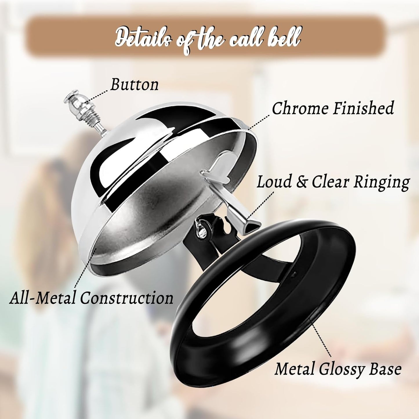 Desk Call Bell /2pcs Service Bells （Gold and Silver）/with Please Ring Bell for Assistance Sign/Suitable for Front Desk Reception in Shops, Offices, Warehouses, and Small Hospitals.