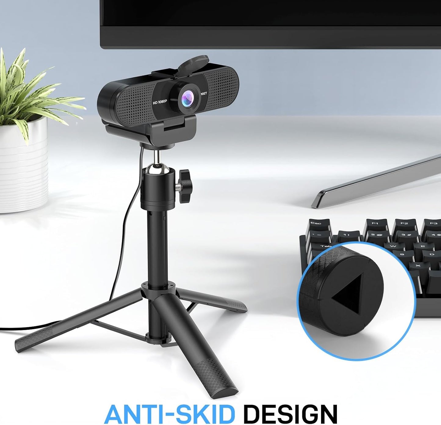 EMEET C960 Webcam with Tripod, 1080P Webcam with Microphone, Adjustable Height Mini Tripod, C960 Web Camera with Privacy Cover, Plug & Play with Stand for Zoom/Skype/YouTube/FaceTime