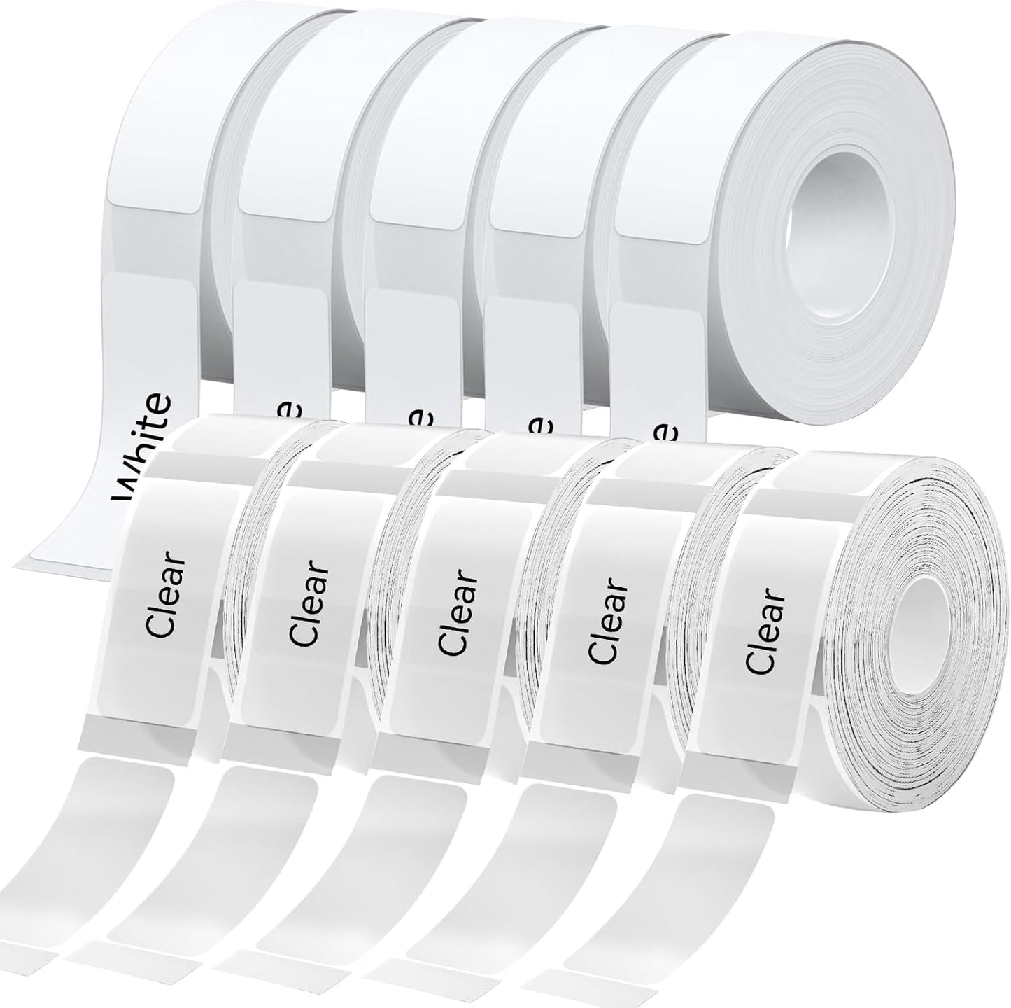 D30 P21 Label Tape 12 x 40 mm(0.47"x1.57"), d30 Labels Compatible with D30 Portable Label Printer Adapted Label Print Paper for Office 160 Labels/Roll, 10 Rolls (White+Transparent)