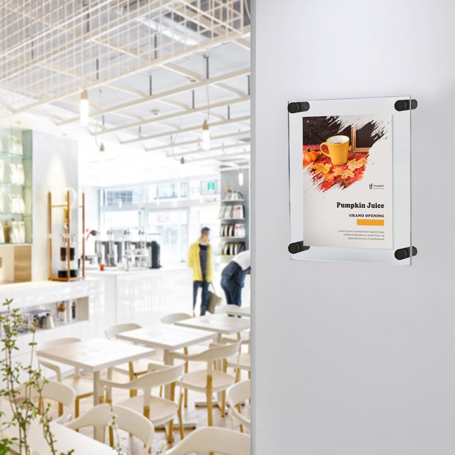 Azar Displays 105506-BLK Acrylic Floating Double Panel Wall Frame,8.5" x 14" Graphic Size, Overall Frame Size: 12.5" x 18", Black