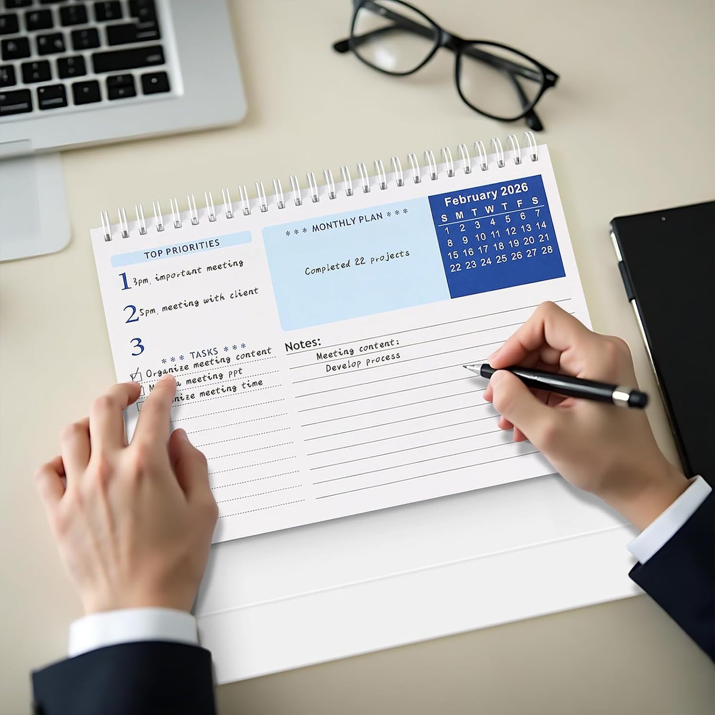 Desk Calendar 2025 planner, Covers Jul 2025-Jun 2026 with Monthly Plan, Notes and Tasks, Easy to Organizing for Family, Students, Home, School and Office