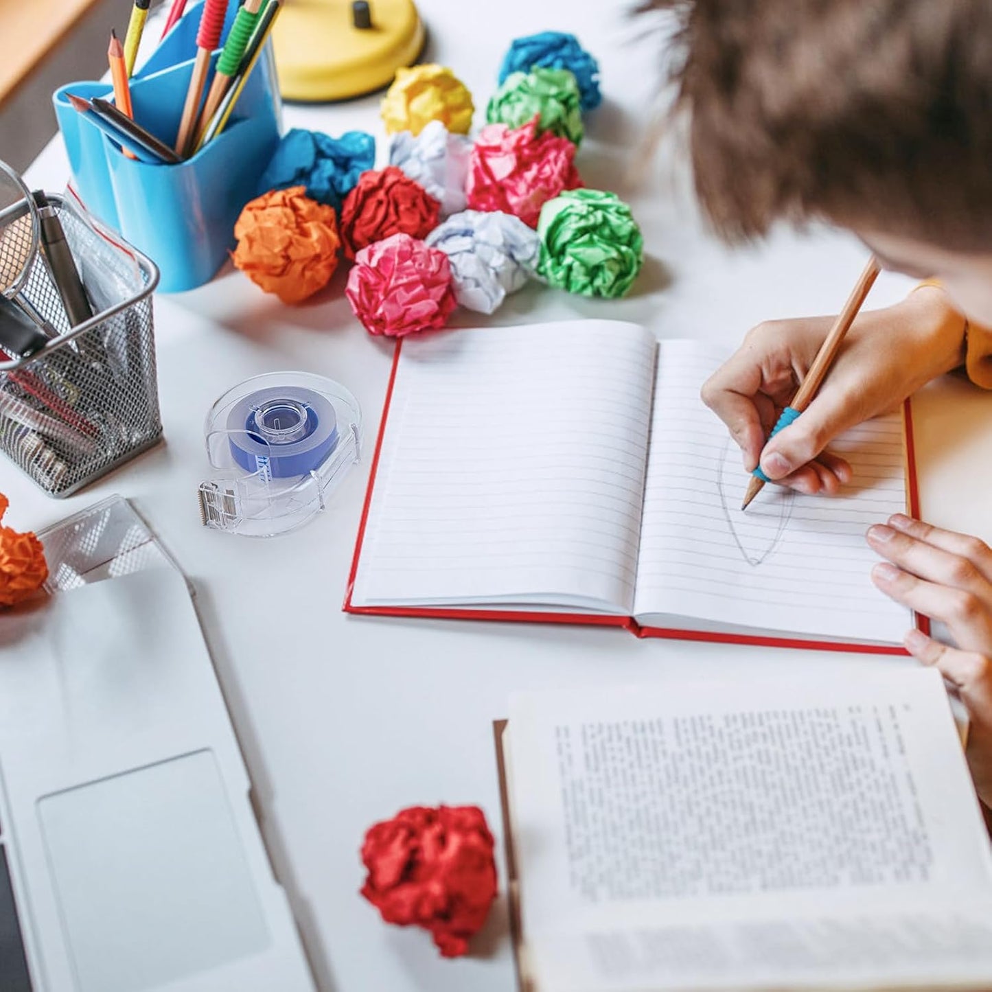 8 Pcs Transparent Tape with Dispenser, 0.7 x 1000 in Blue Core Clear Tape Rolls Bulk, Office Tape Refills for Desk, Craft, and Gift Wrapping