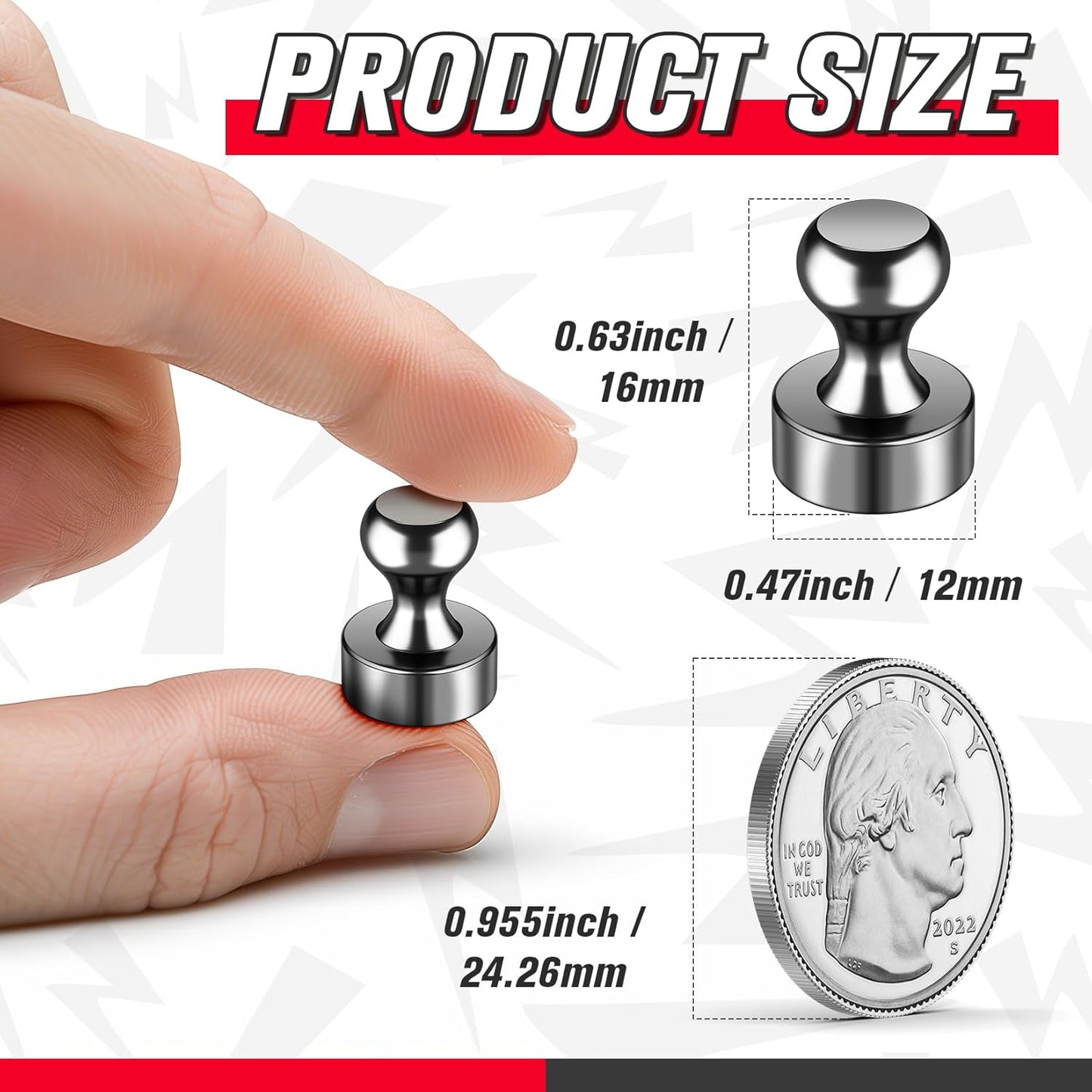 FINDMAG 100 PCS Black Fridge Magnets, Small and Strong Magnets for Whiteboard, Ideal for School, Dry Erase BOAD, Locker Accessories, Home Decorative